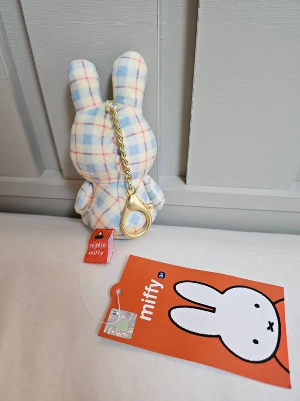 Miffy Keychain, Blue Plaid