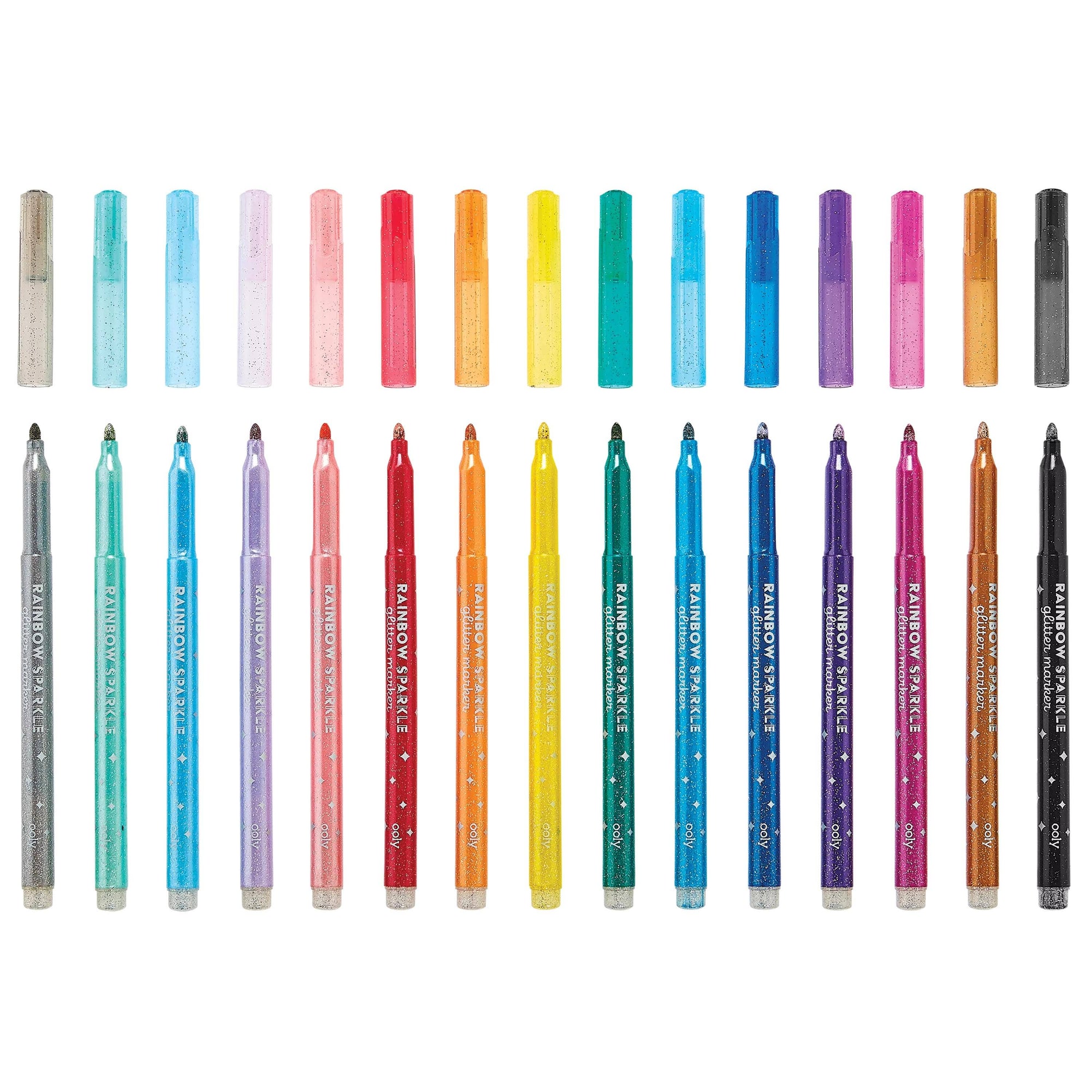 Rainbow Sparkle Glitter Markers, Set of 15