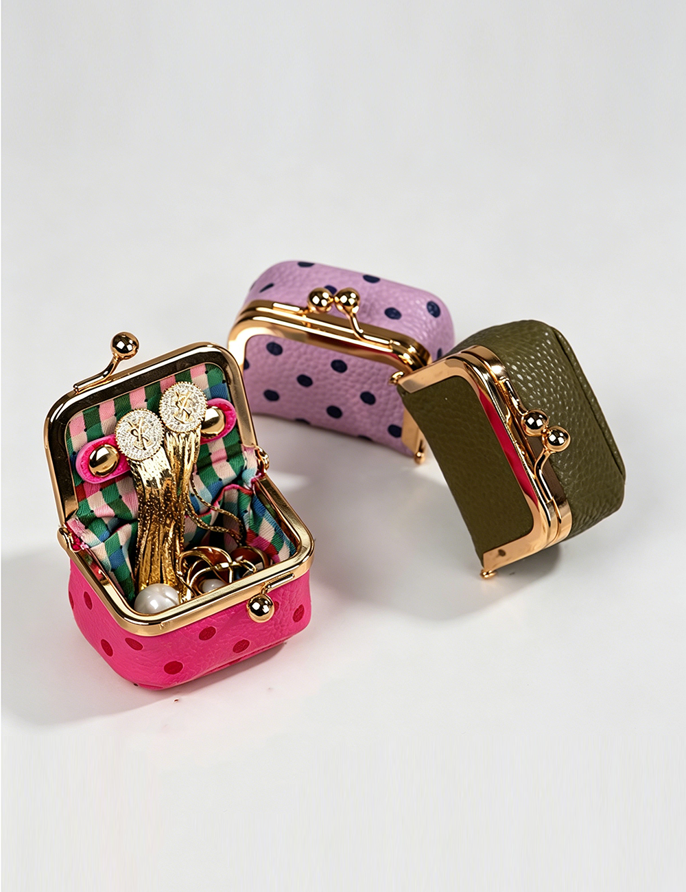 Mini Jewelry Case, Purple Polka Dot