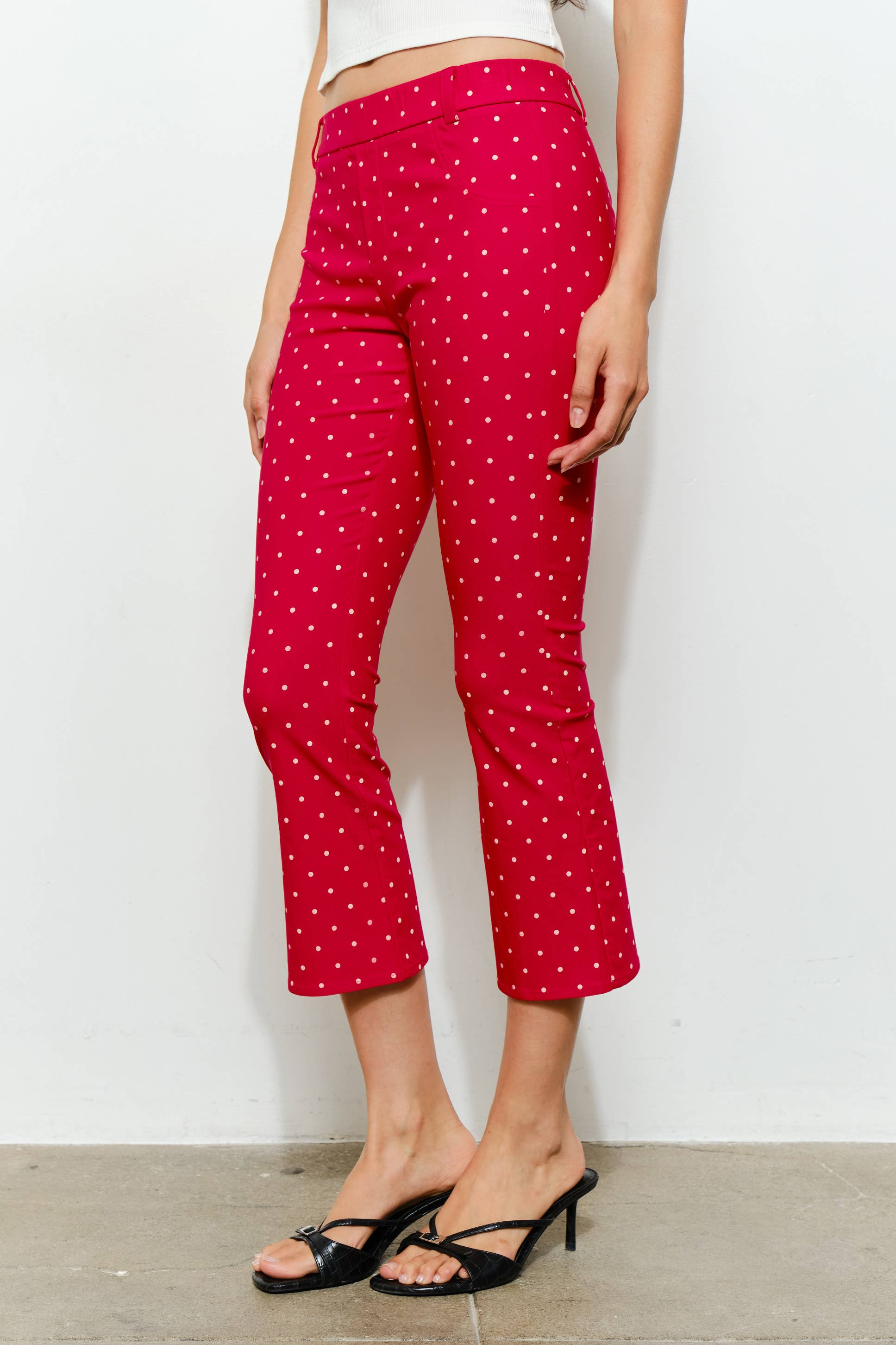 Capri Pants, Red Polka Dot