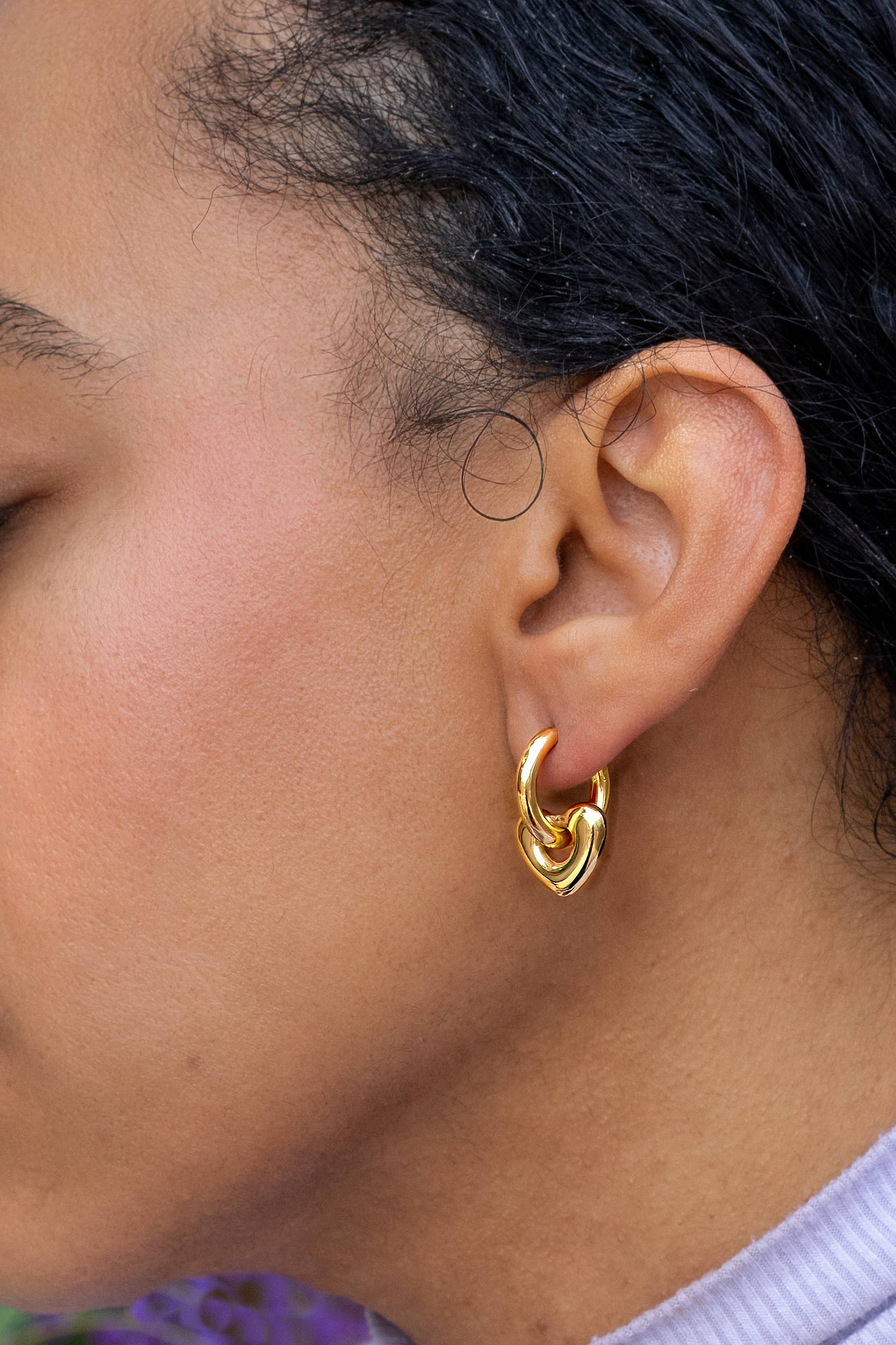 Skip a Beat Hoops, Gold Plated