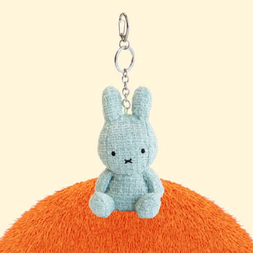 Miffy Tweed Plush Bag Charm Keychain, Denim