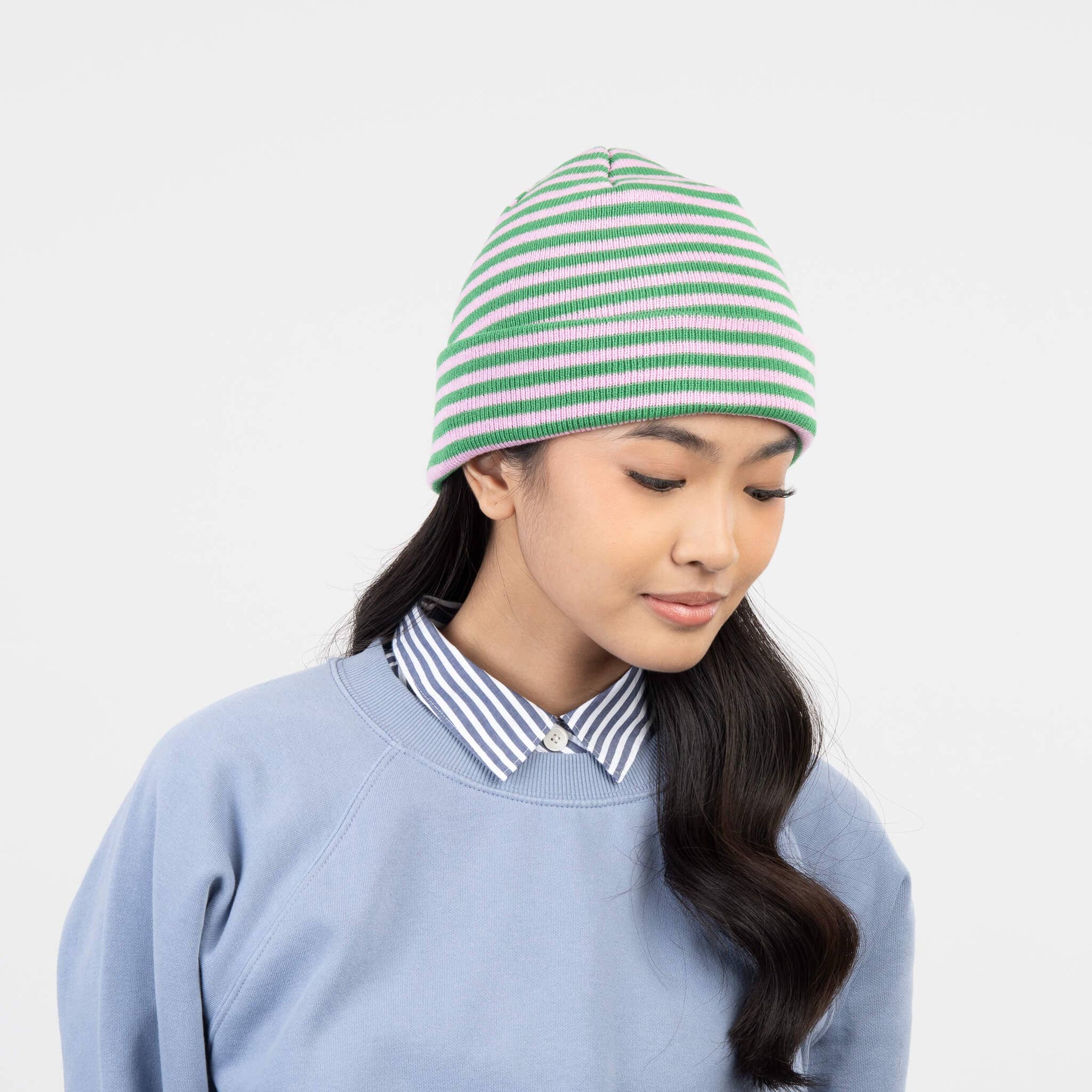 Simple Stripe Knit Beanie, Kelly Lilac