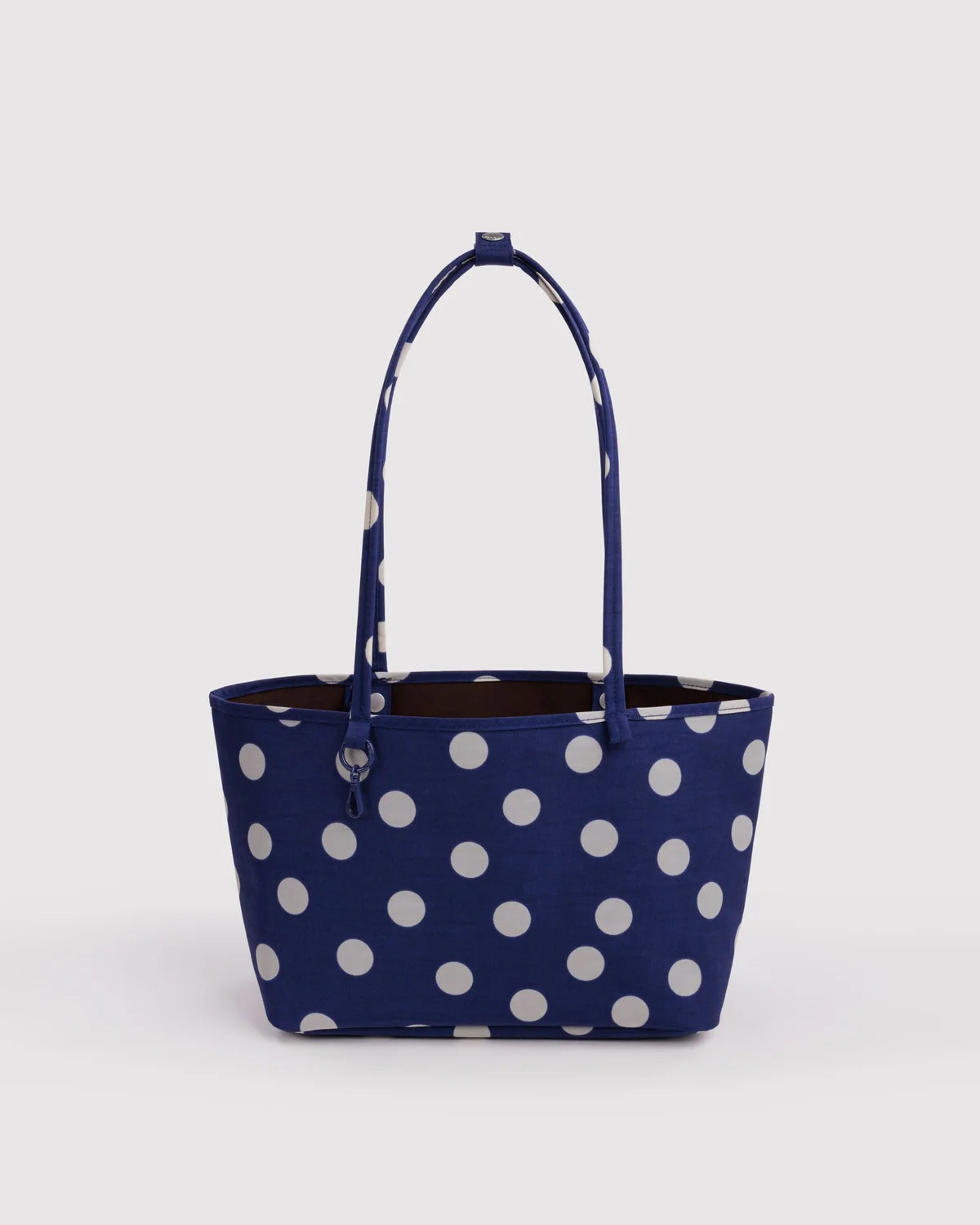 Medium Nylon Reversible Tote, Navy Polka Dot Mix