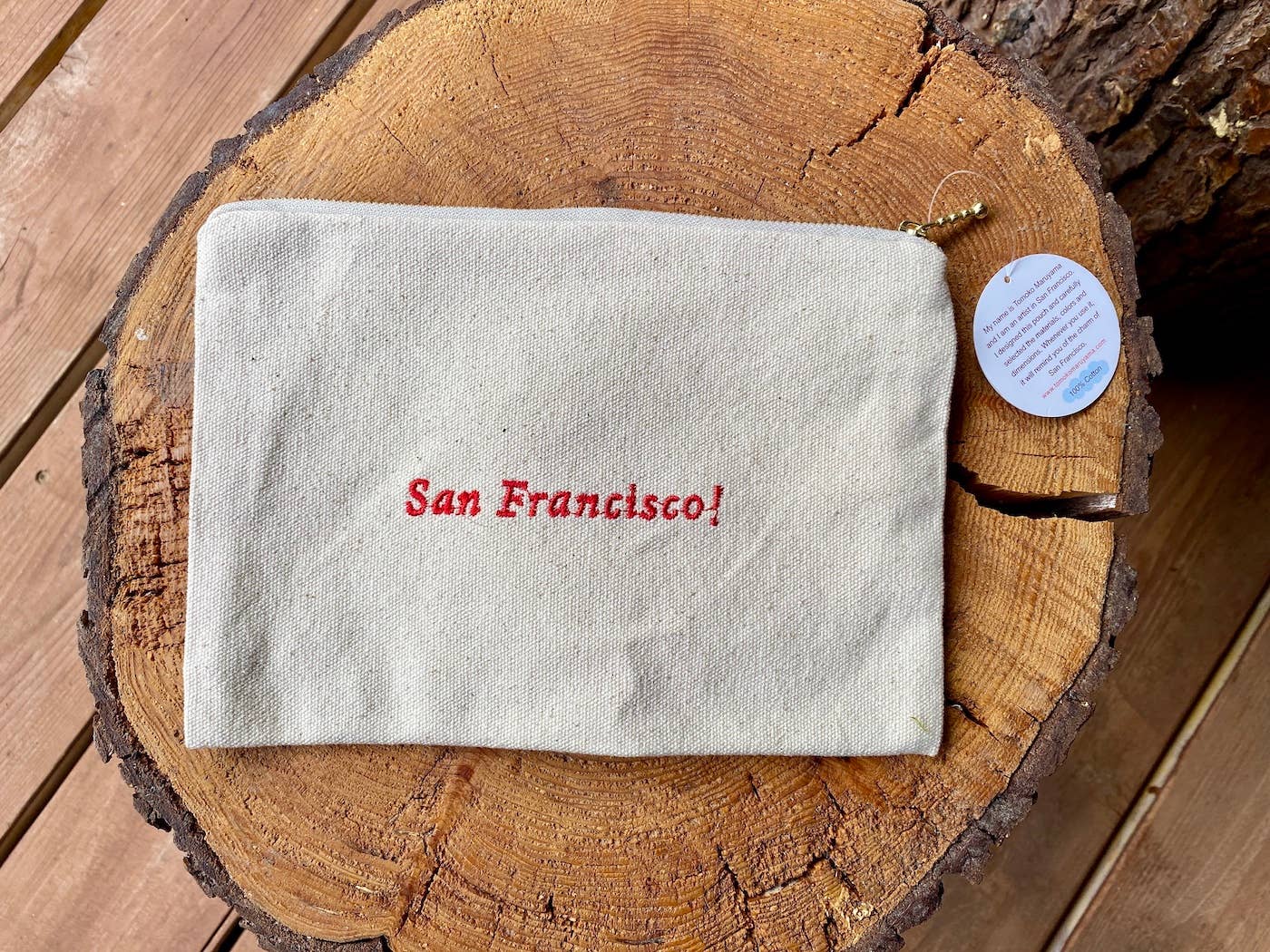 Embroidered Golden Gate Twins Pouch
