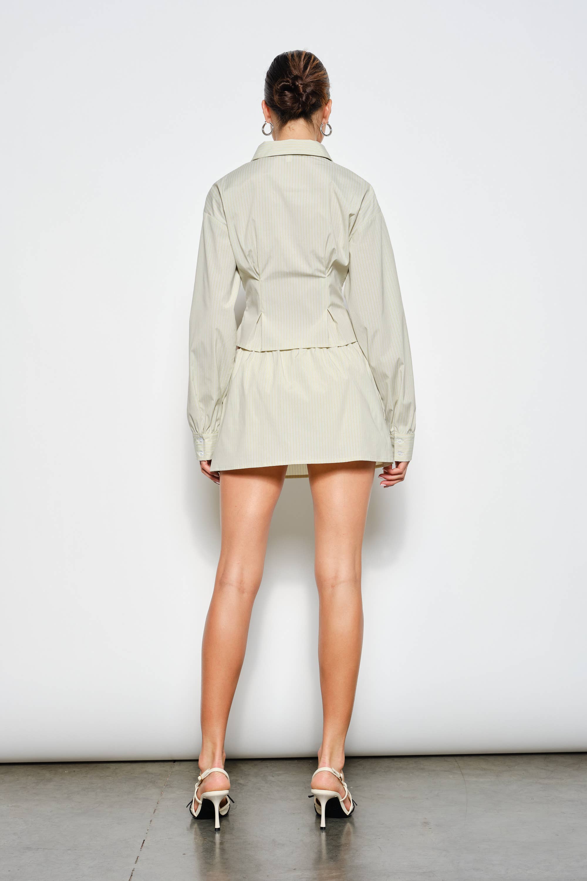 Pinstripe Mini Skirt, Light Green