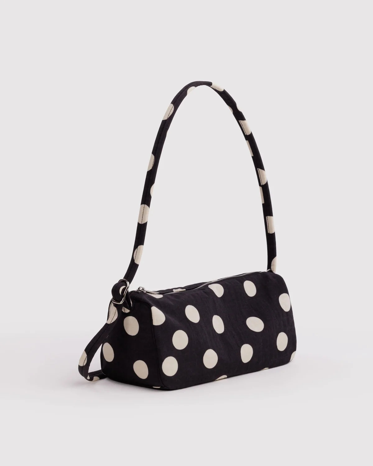 Nylon Loaf Bag, Black and Cream Polka Dot