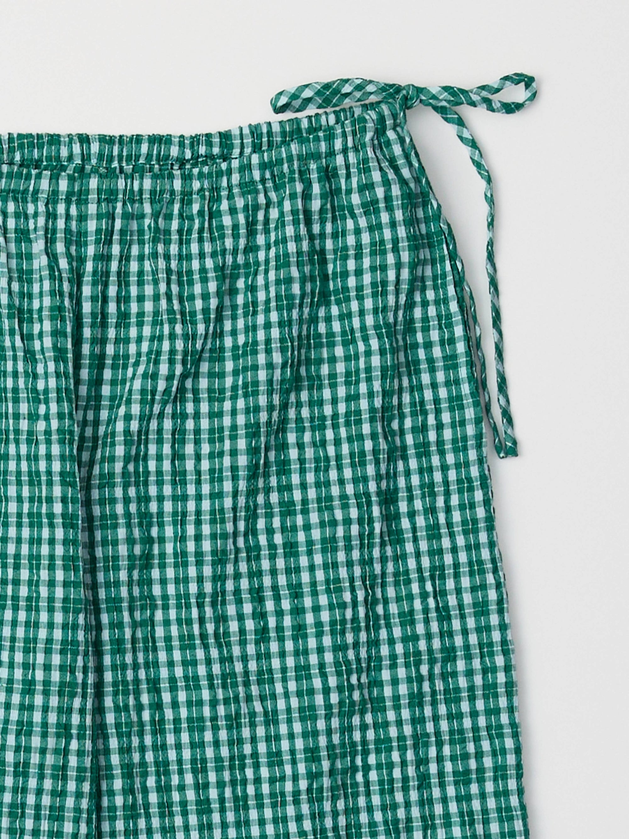 Plaid Wide Leg Pants, Green