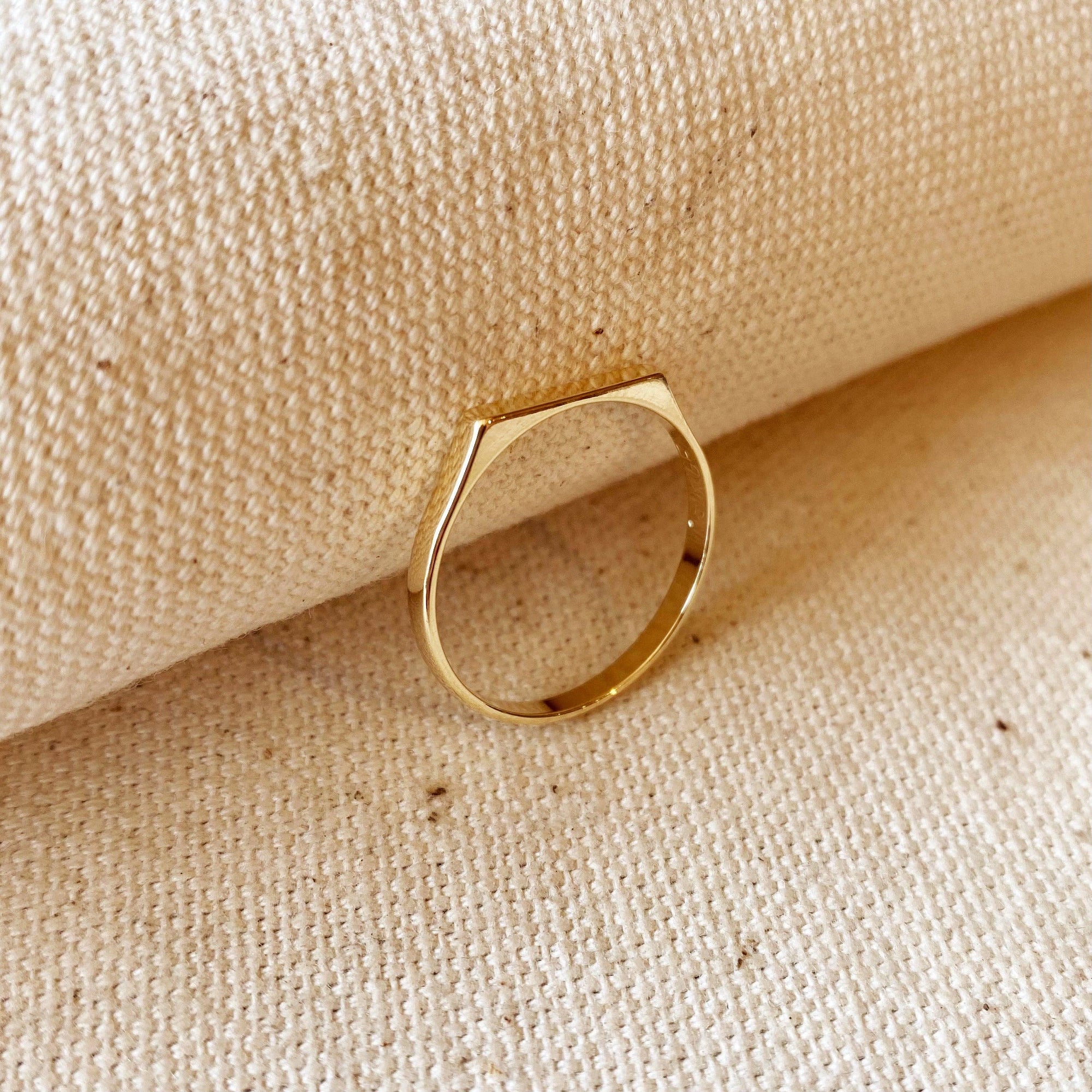 Flat Top Ring, 18k Gold Filled