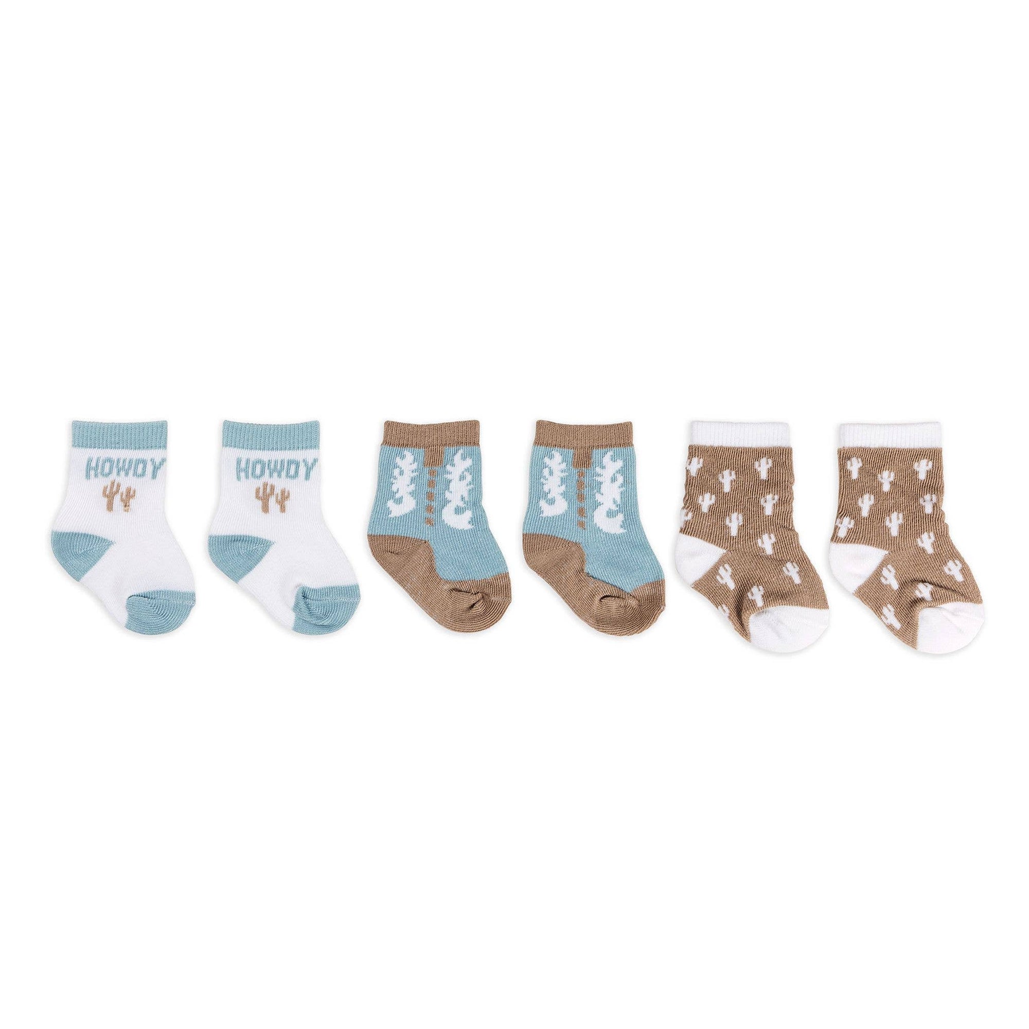 Howdy Partner Blue Baby Socks, Set of 3