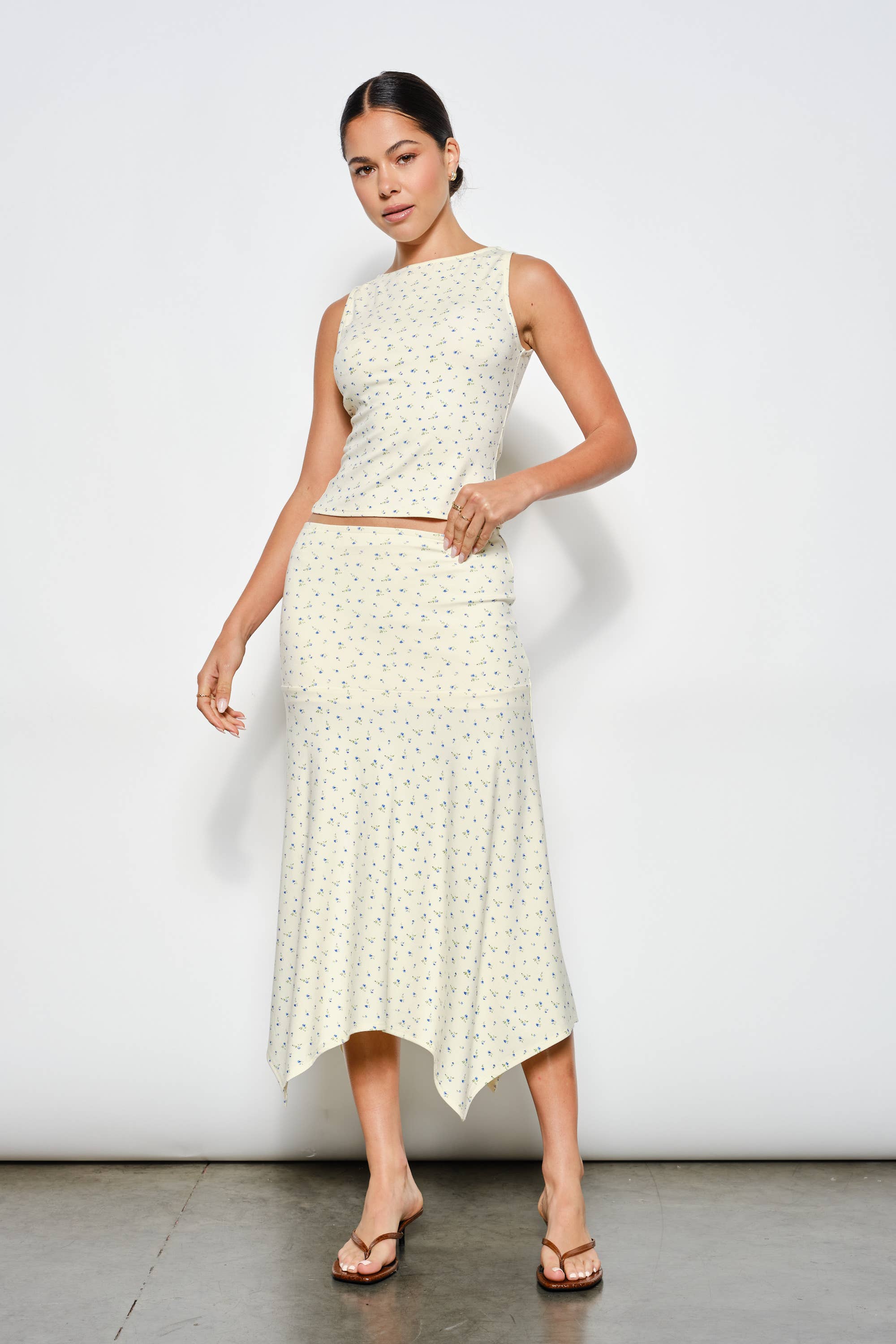 High Low Midi, Yellow Floral
