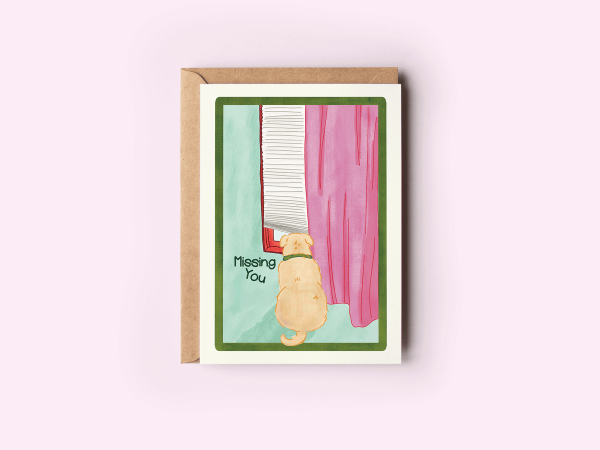 Missing You Dog Friendship Romance Love Greeting Card