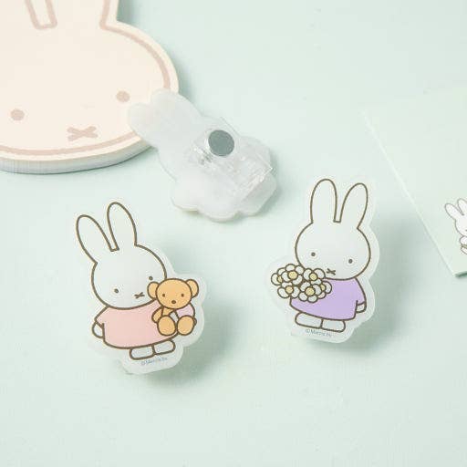 Miffy Deco Acrylic Magnet Clip, Miffy with Flowers