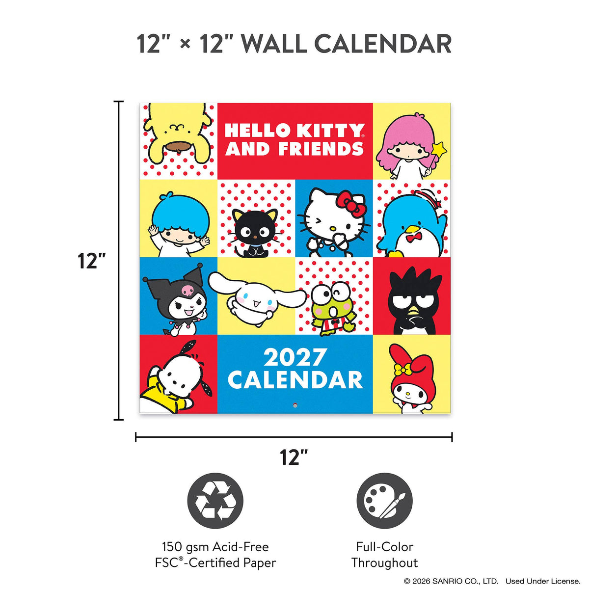 2027 Hello Kitty® and Friends Retro 12" x 12" Wall Calendar