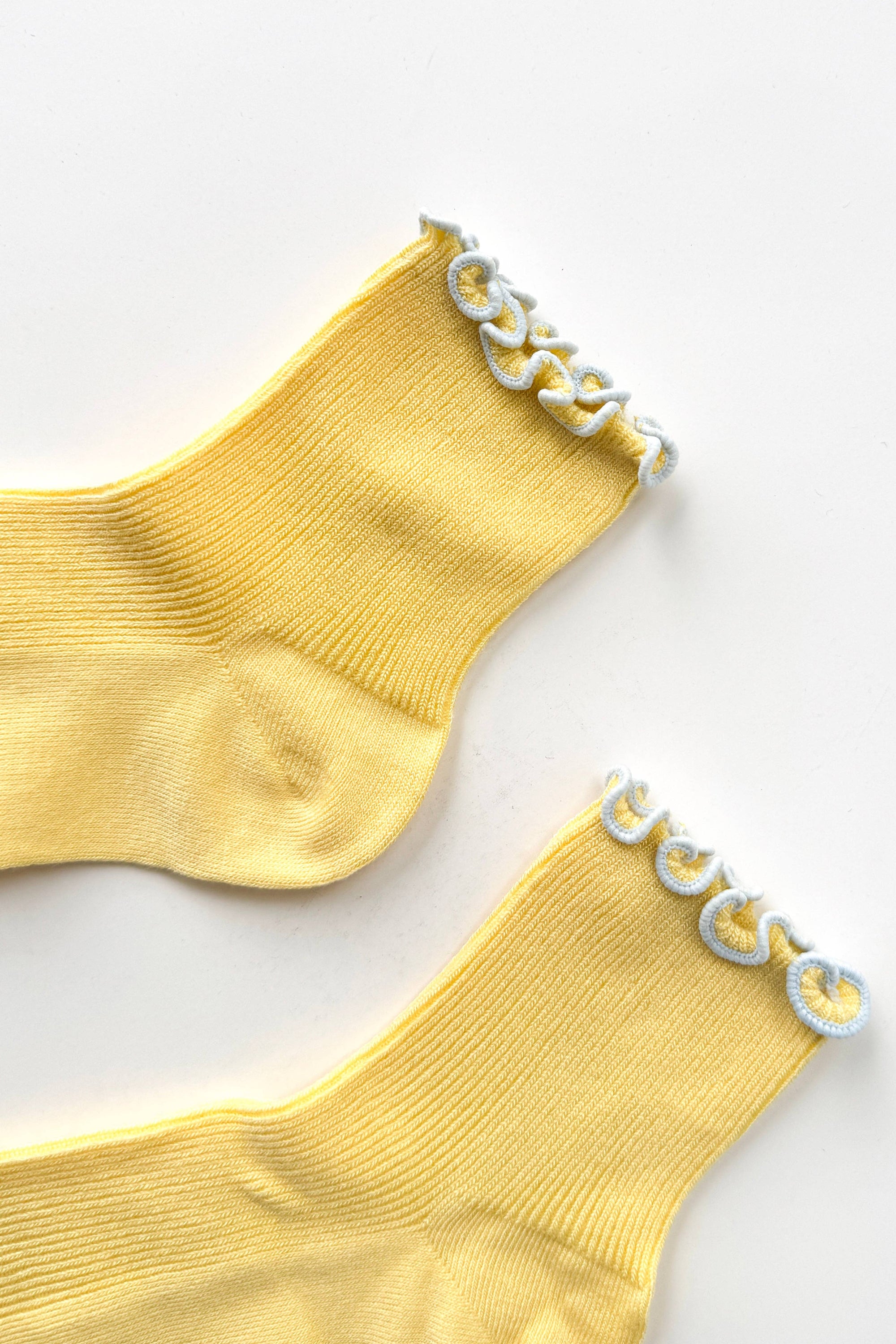 Petite Ruffled Modal Socks, Baby Blue/Butter