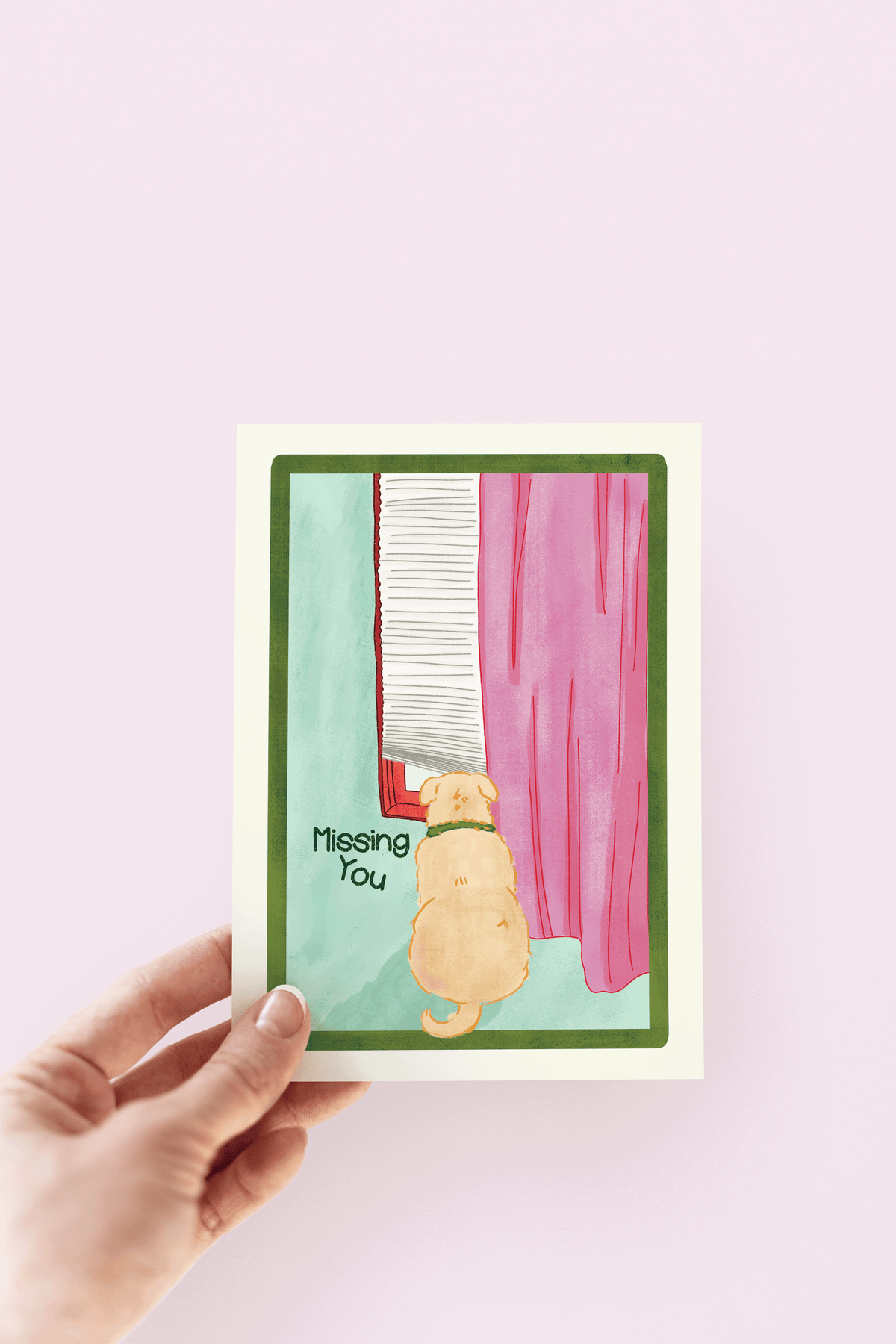 Missing You Dog Friendship Romance Love Greeting Card