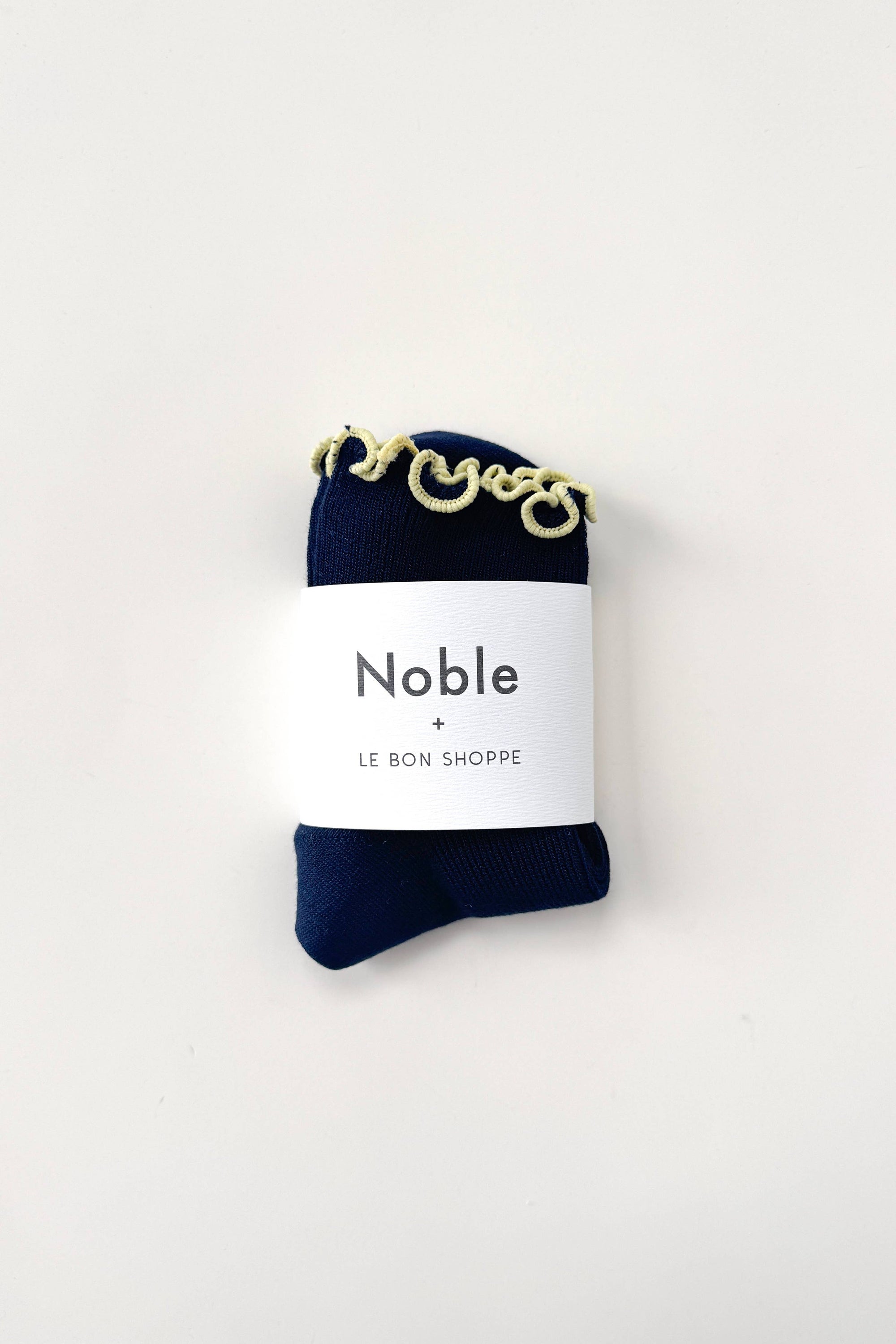 Petite Ruffled Modal Socks, Navy/Butter