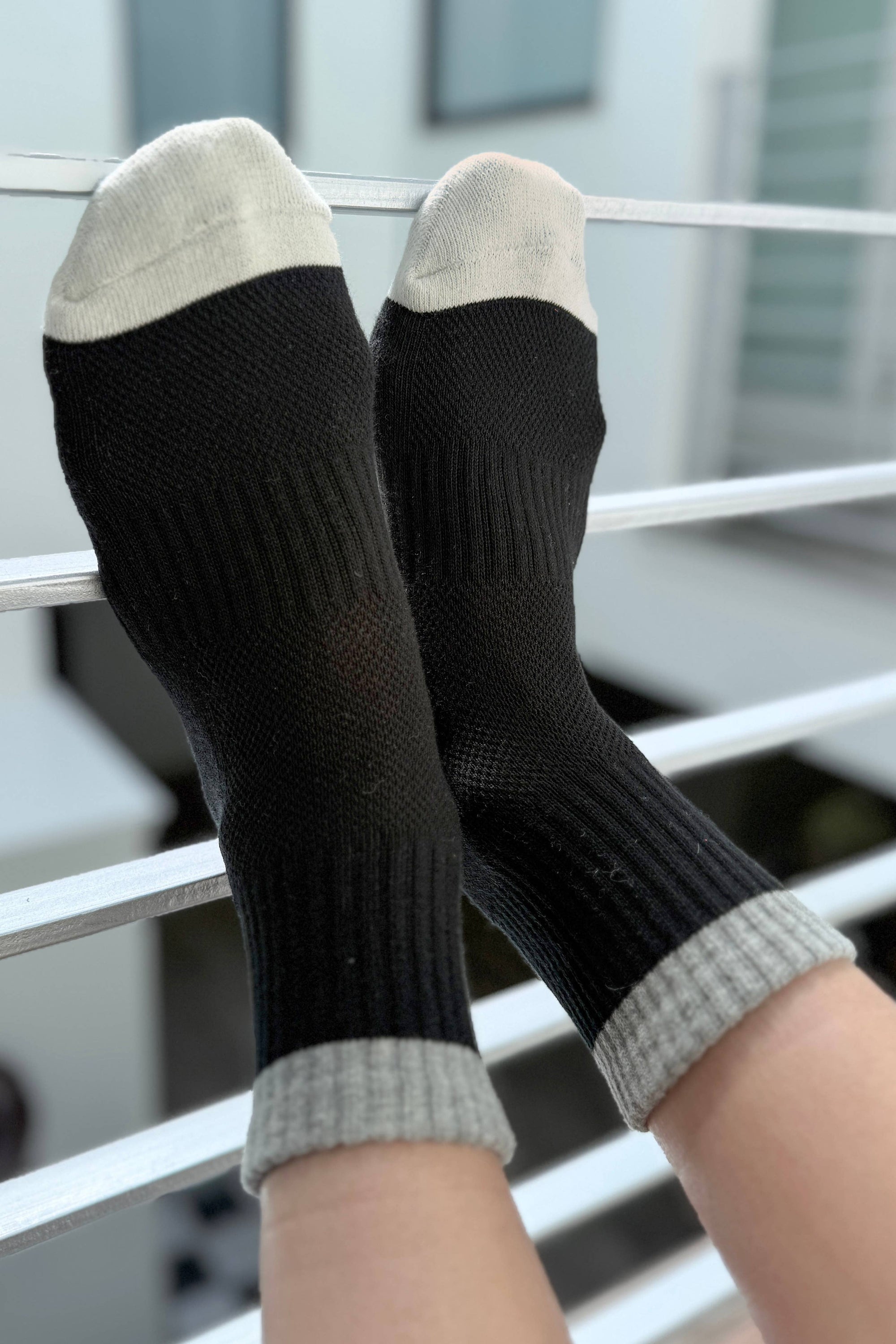 Color Block Girlfriend Socks, Yellow Blue