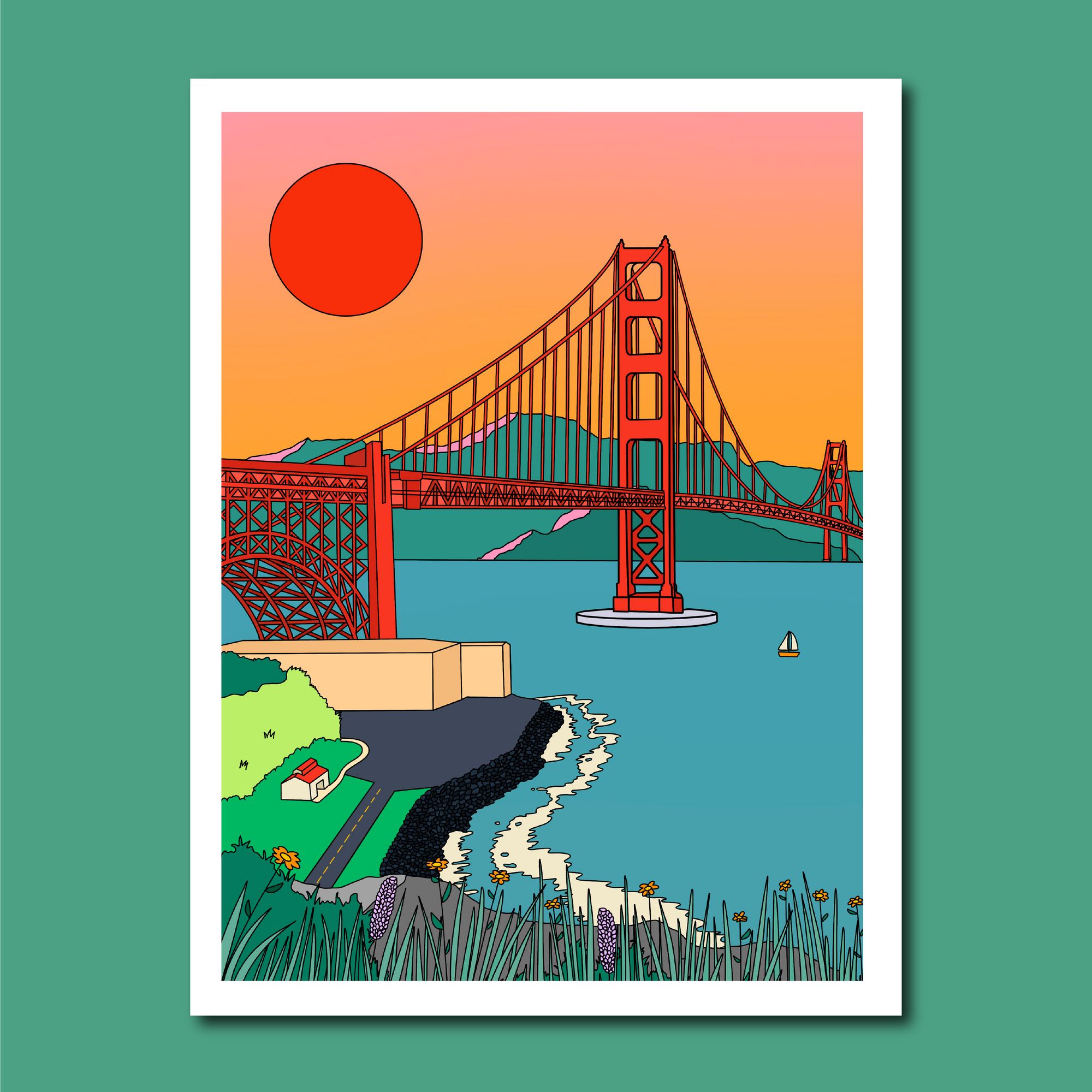 Golden Gate Bridge Art Print, 5x7 inch