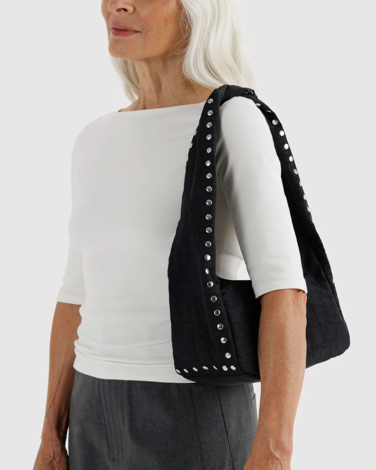 Small Nylon Meringue Bag, Studs