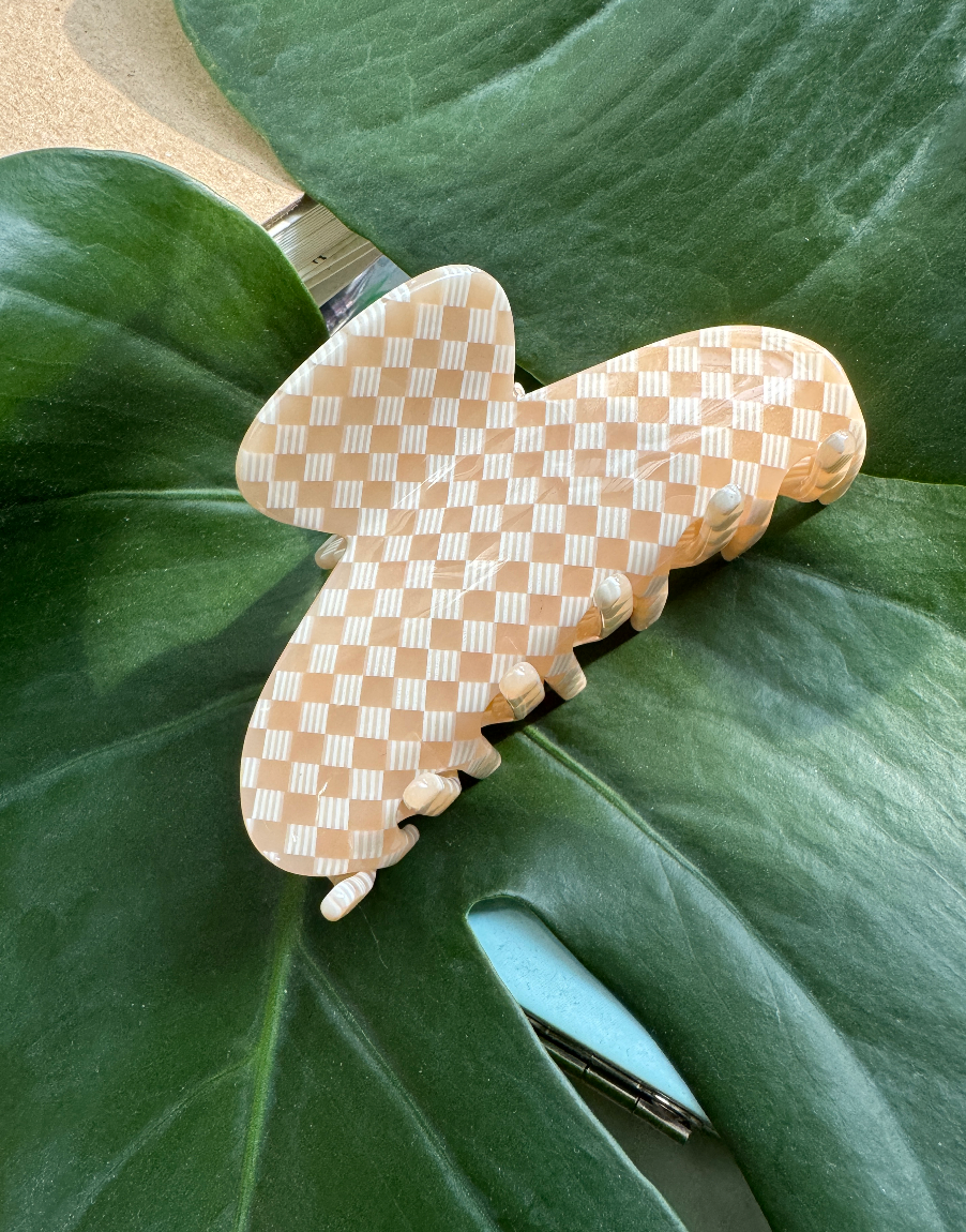 Pink Checker Hair Claw
