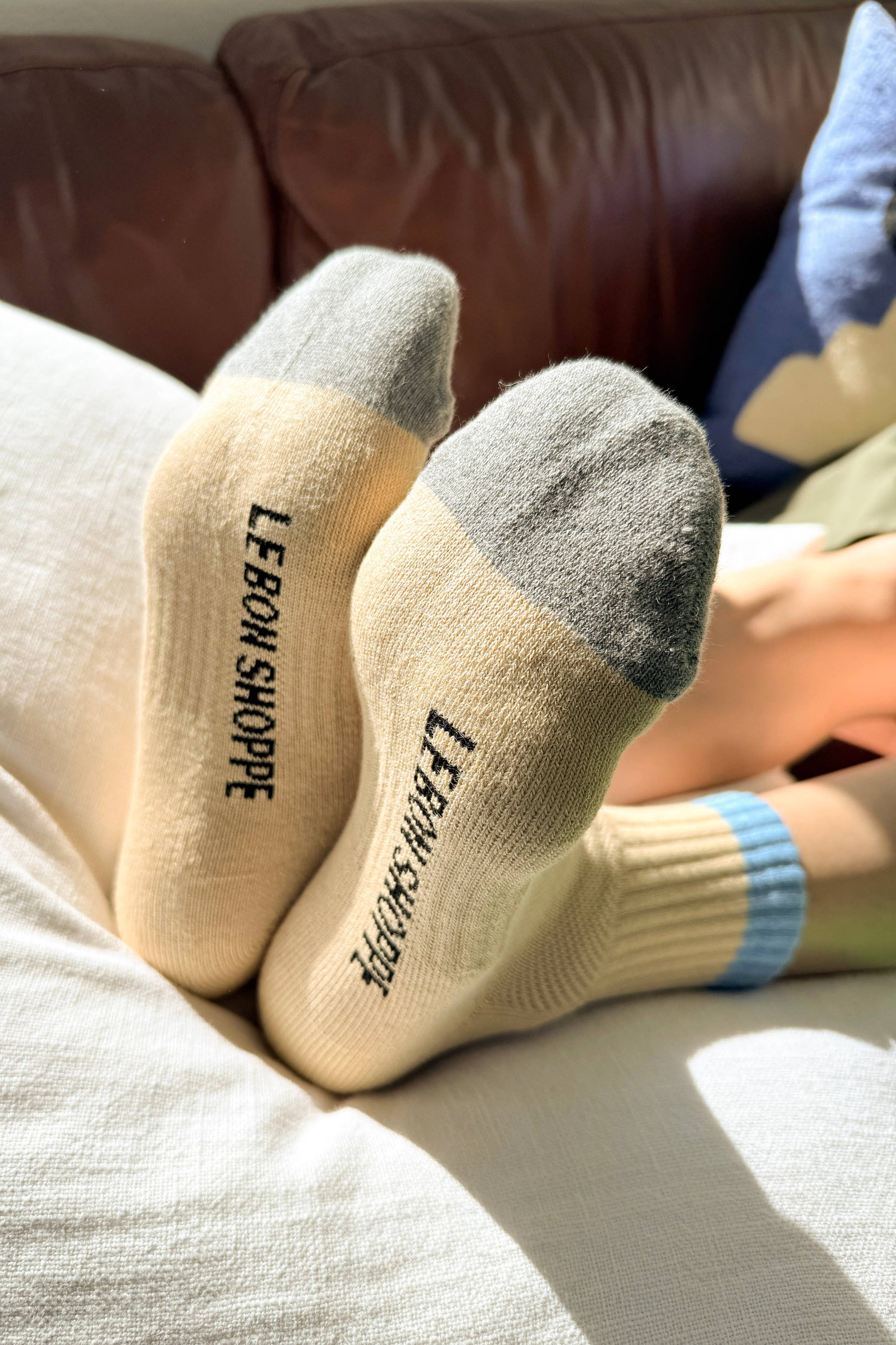 Color Block Girlfriend Socks, Yellow Blue