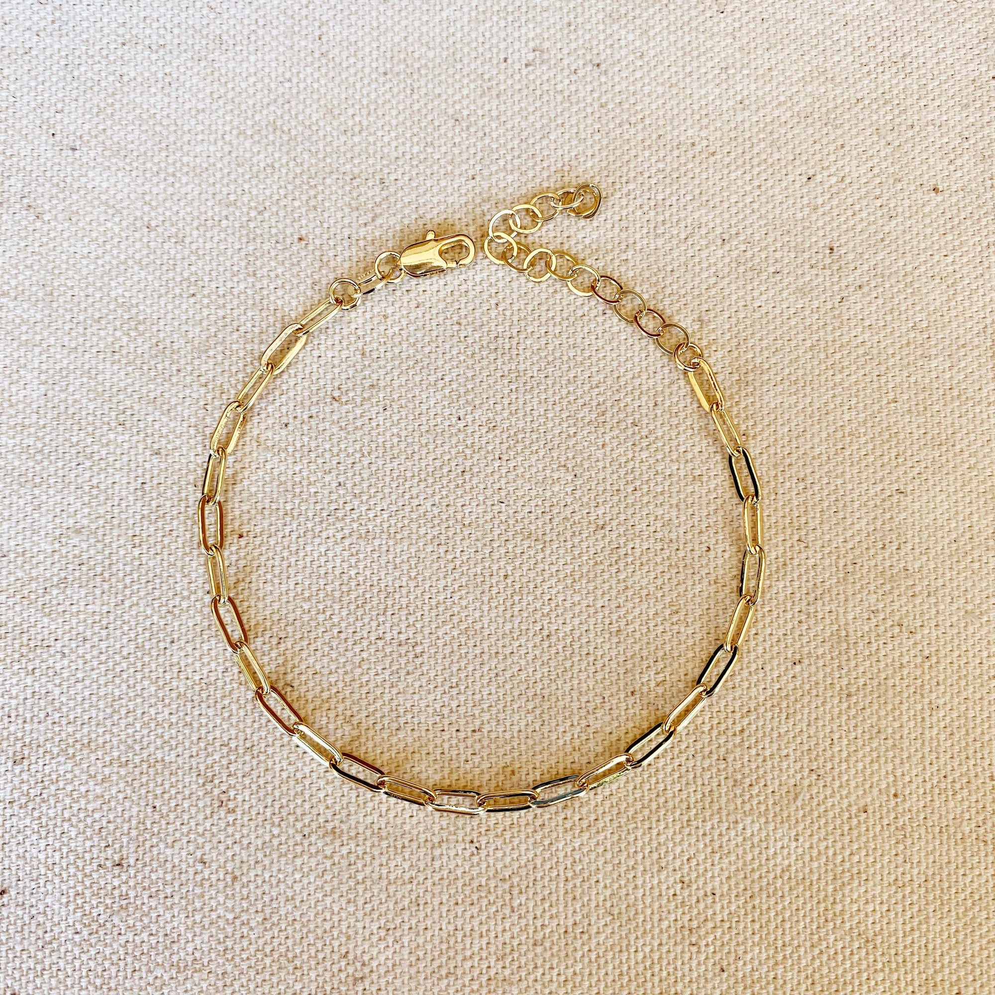 Short Link Paperclip Bracelet, 18k Gold Filled