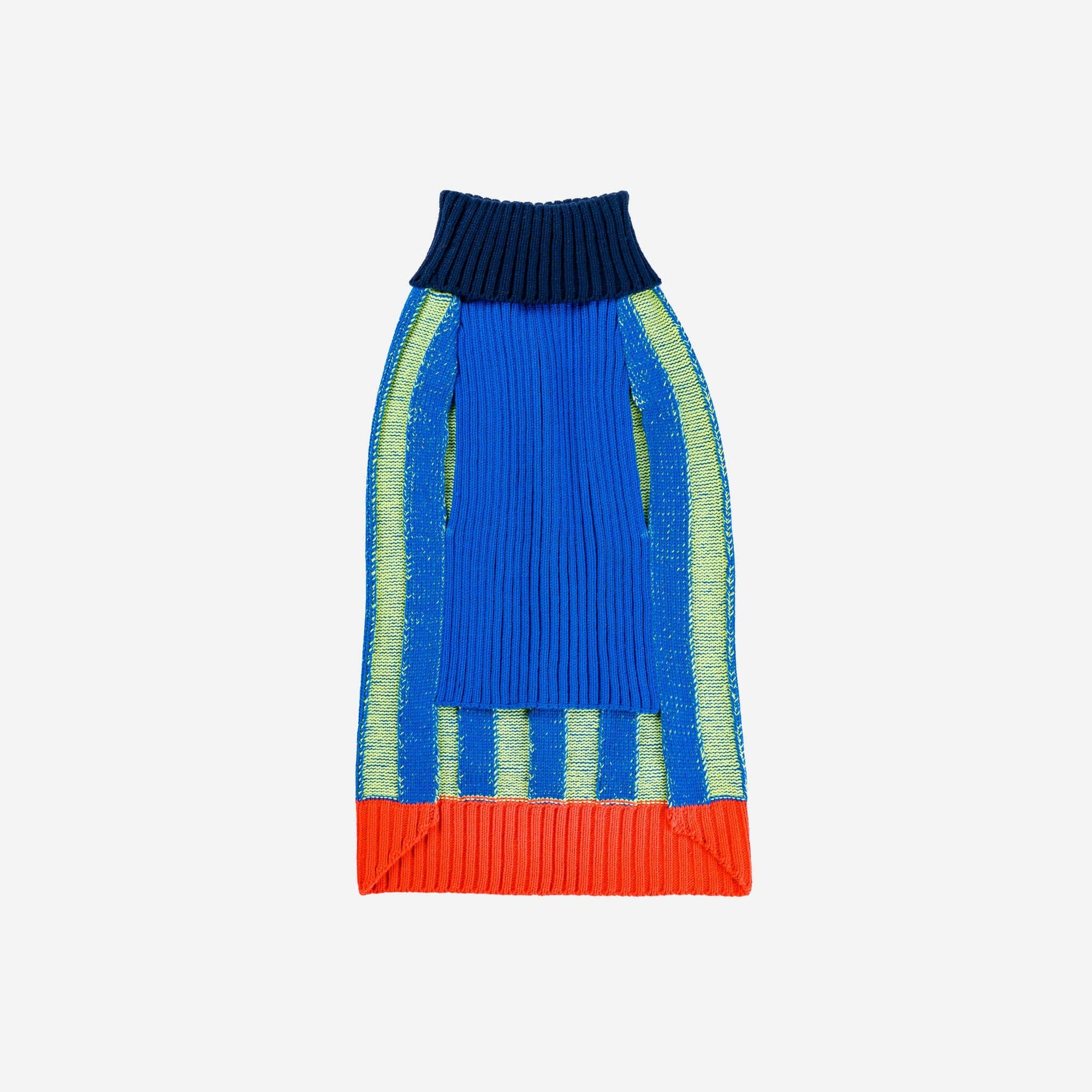 Striped Dog Sweater, Lime Cobalt / M