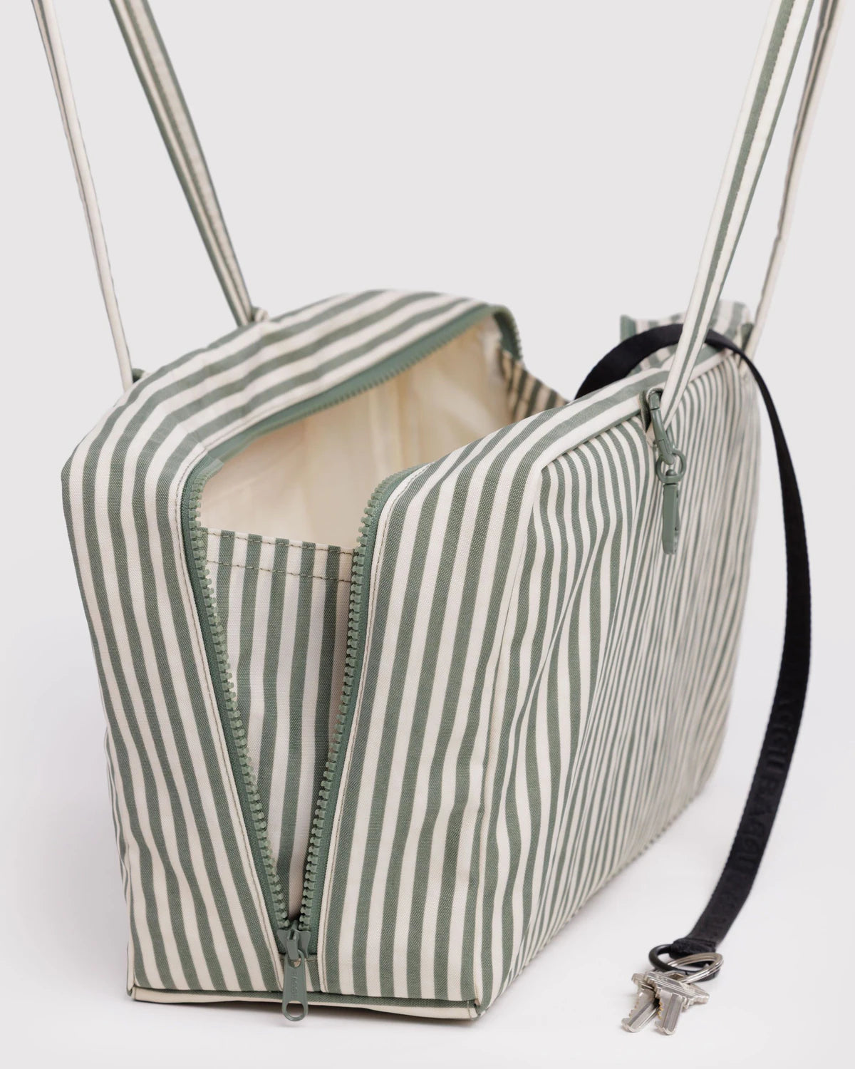 Medium Bowler Bag, Sage Stripe