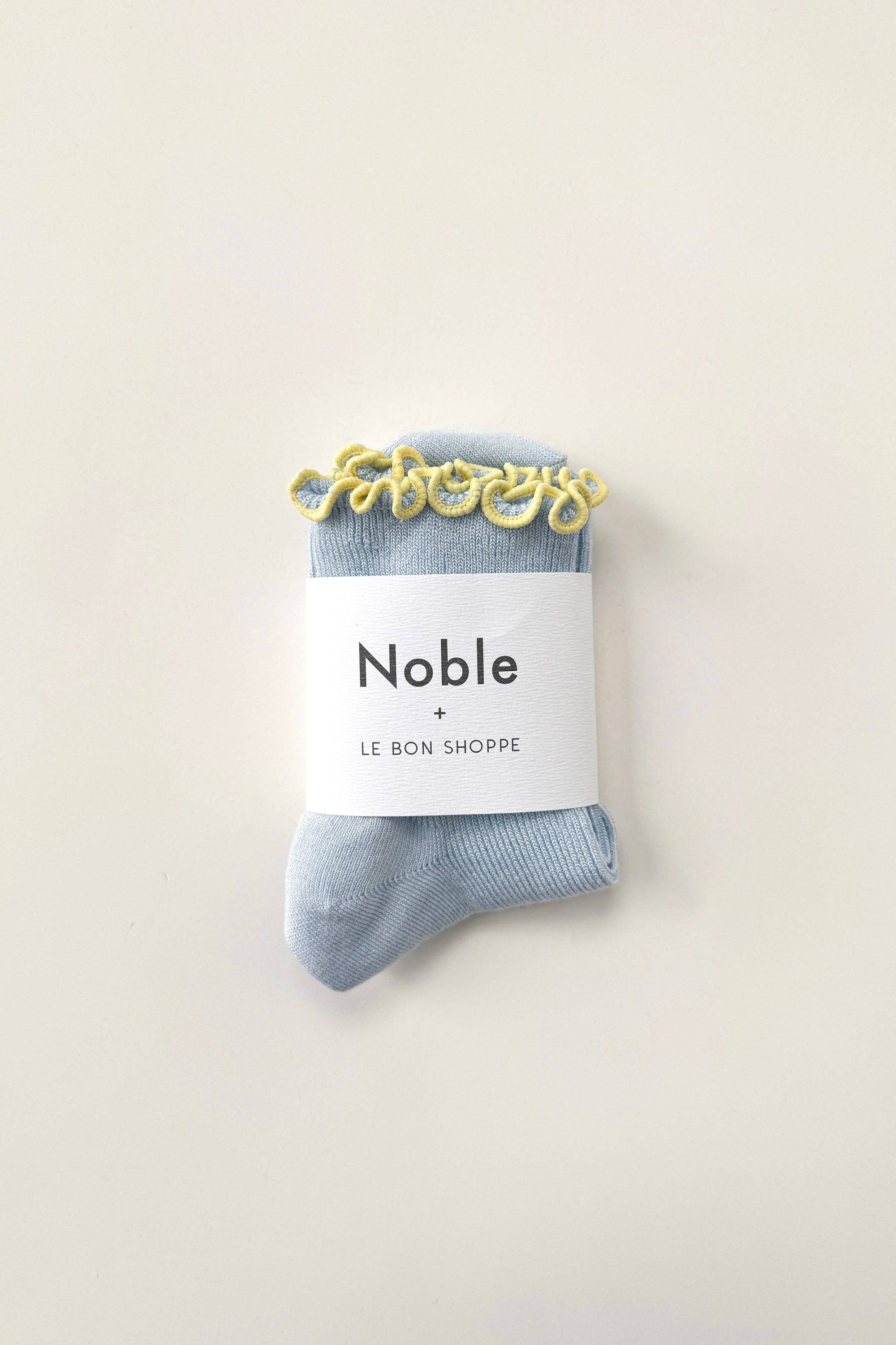 Petite Ruffled Modal Socks, Baby Blue/Butter