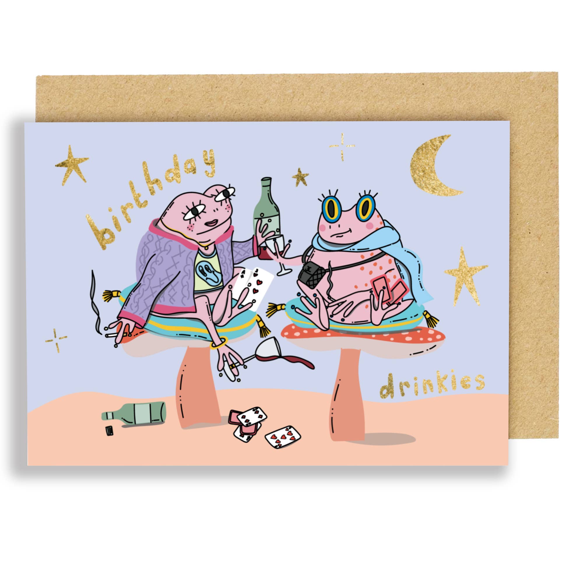 Frogs Drinkies Birthday card