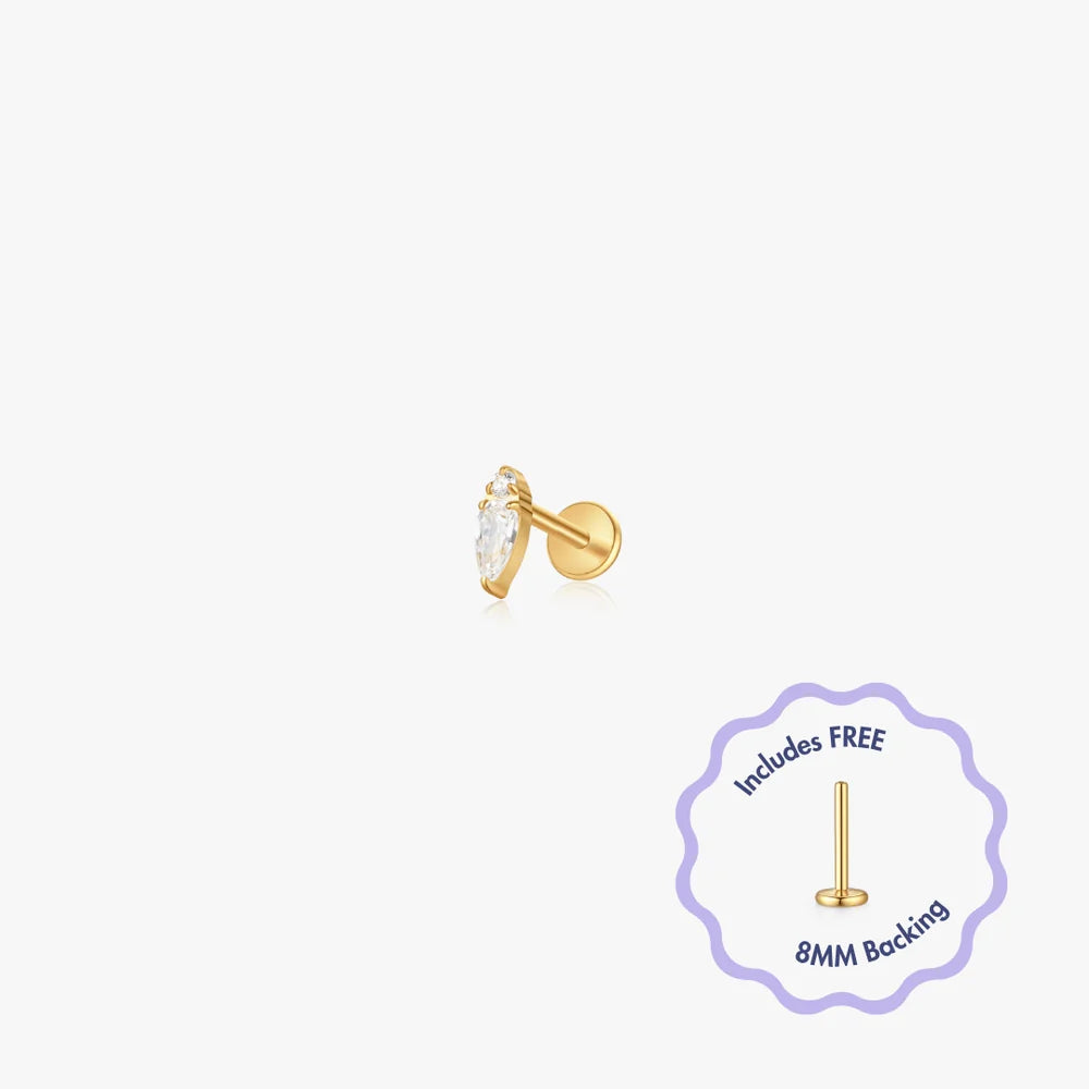 Emma Titanium Flat Back Stud, Single, Gold