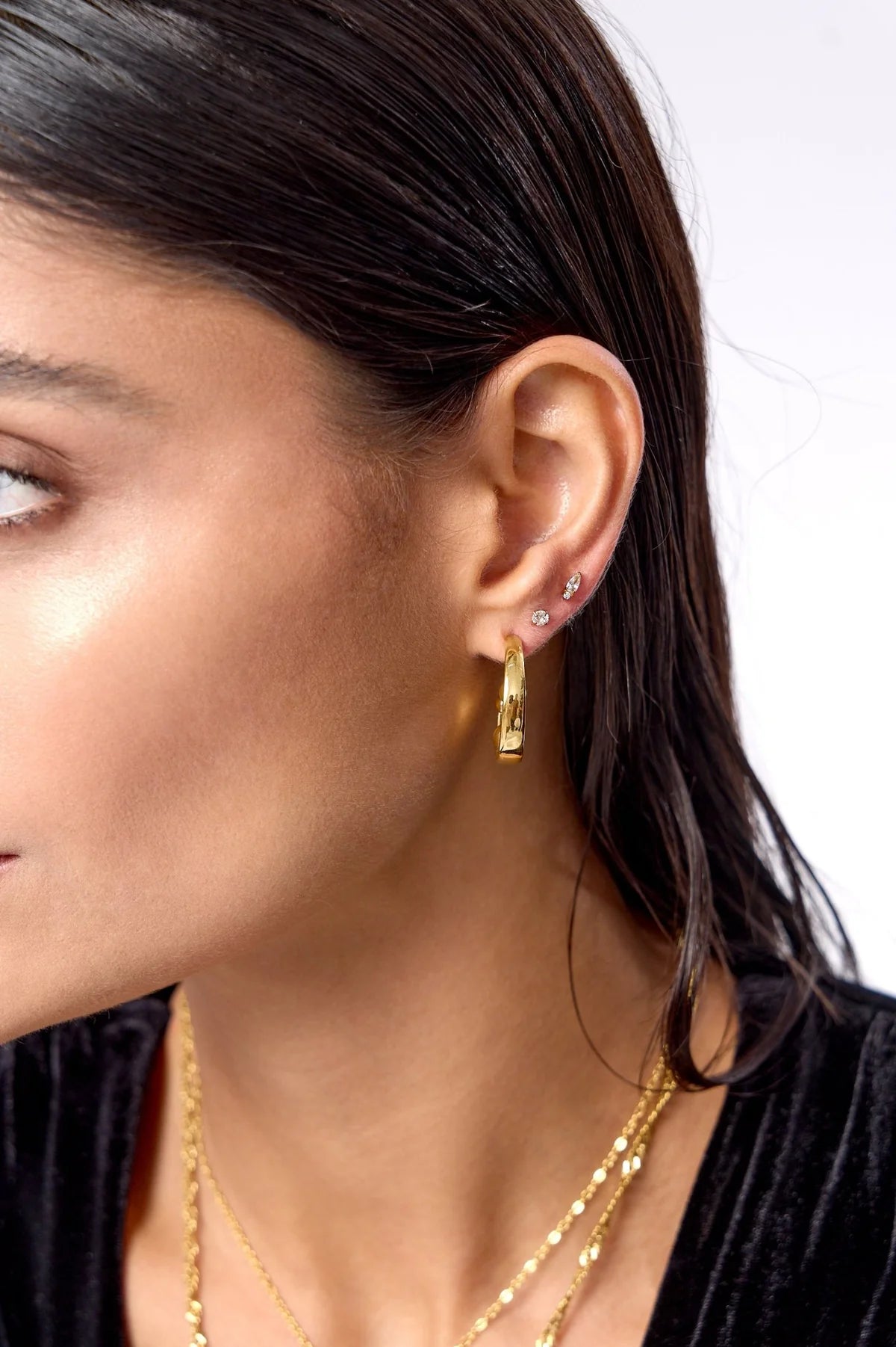 Emma Titanium Flat Back Stud, Single, Gold