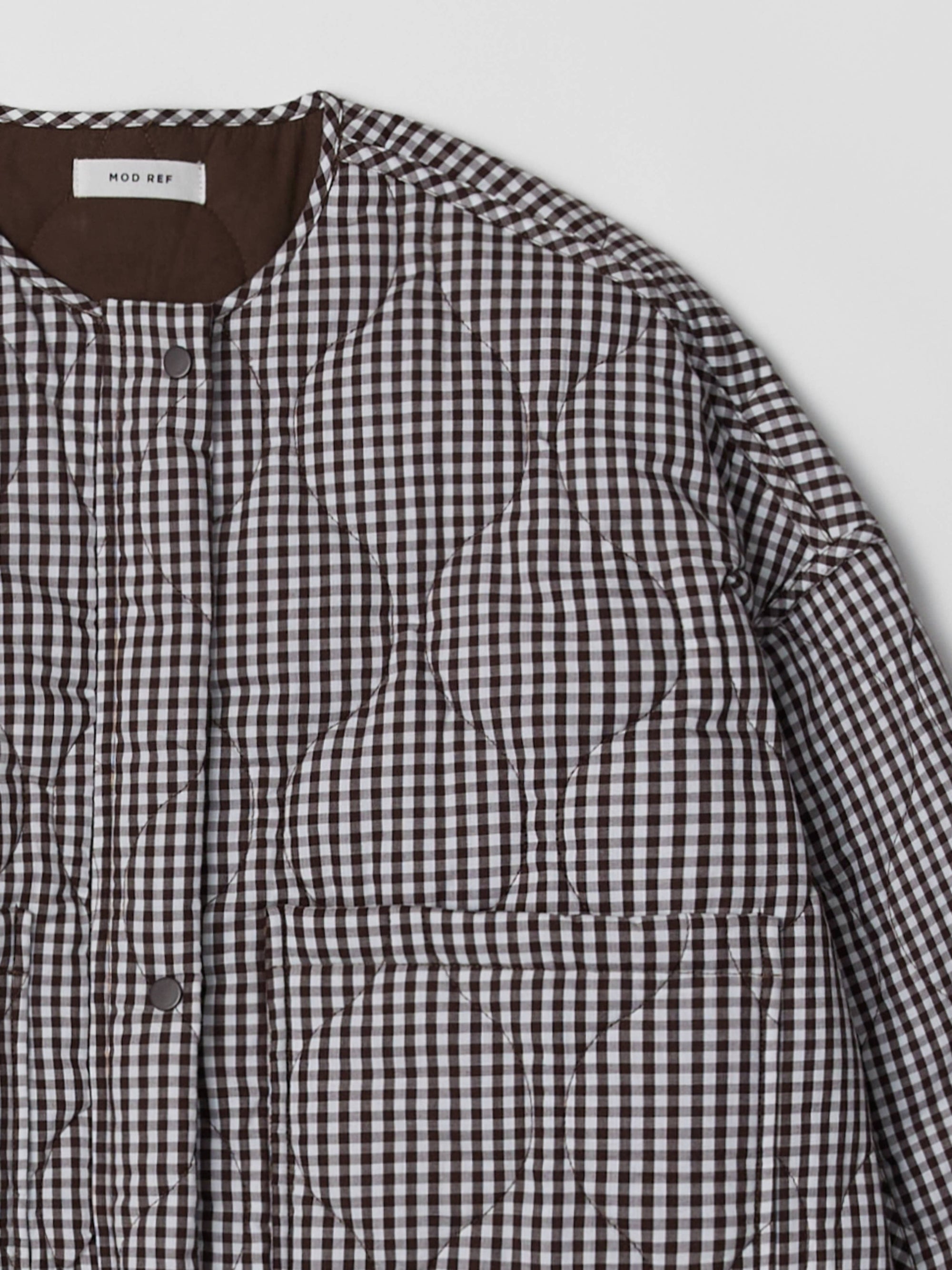 Quilted Gingham Jacket, Brown