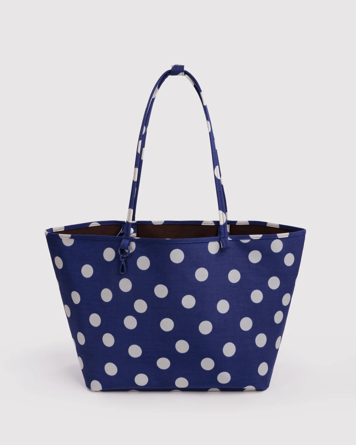 Large Nylon Reversible Tote, Navy Polka Dot Mix