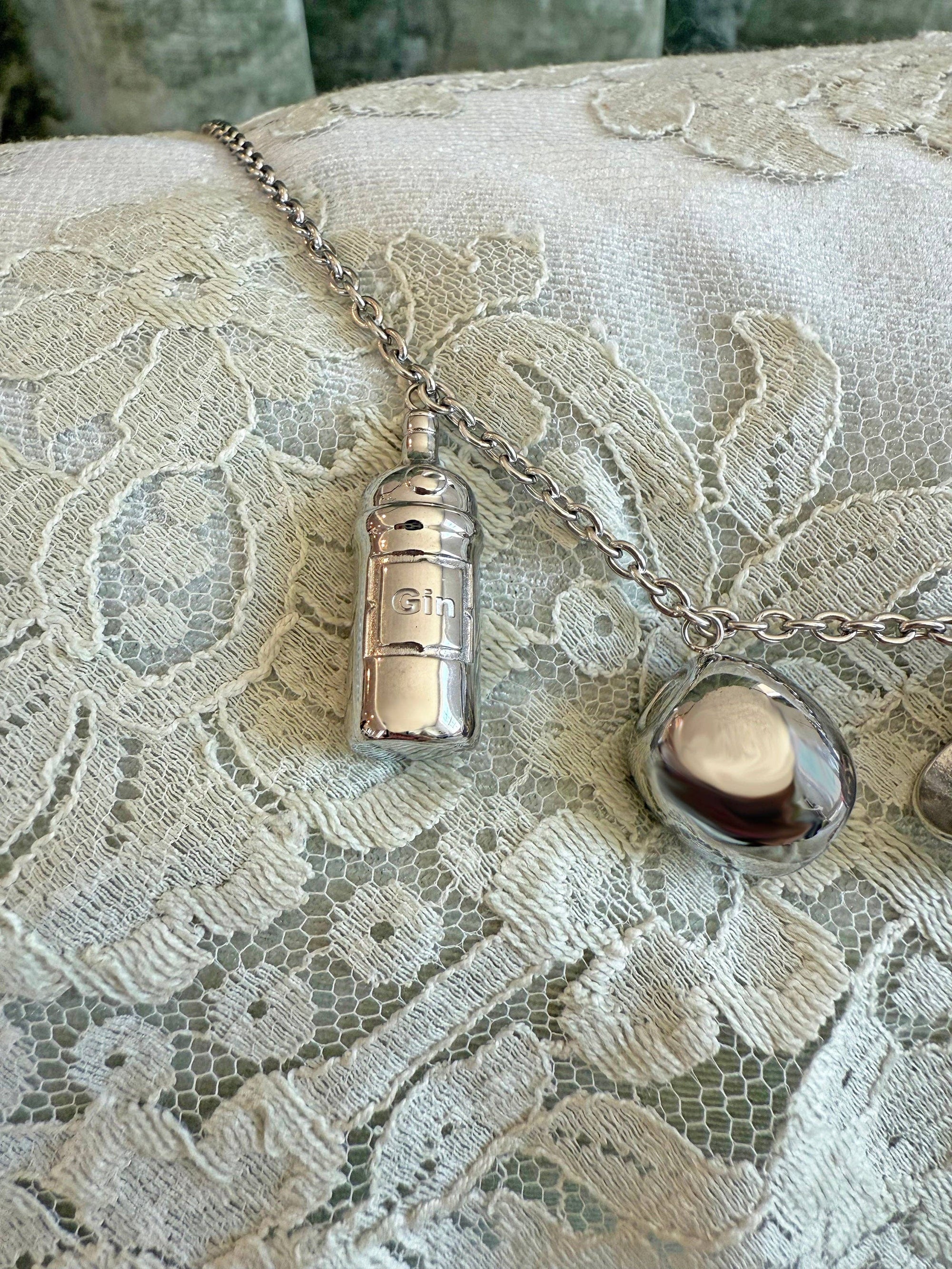 Martini Charm Necklace- Silver
