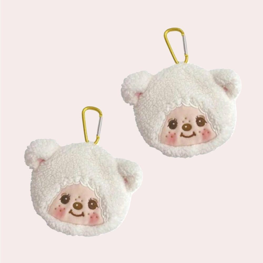 Monchhichi Carabiner Coin Pouch, White