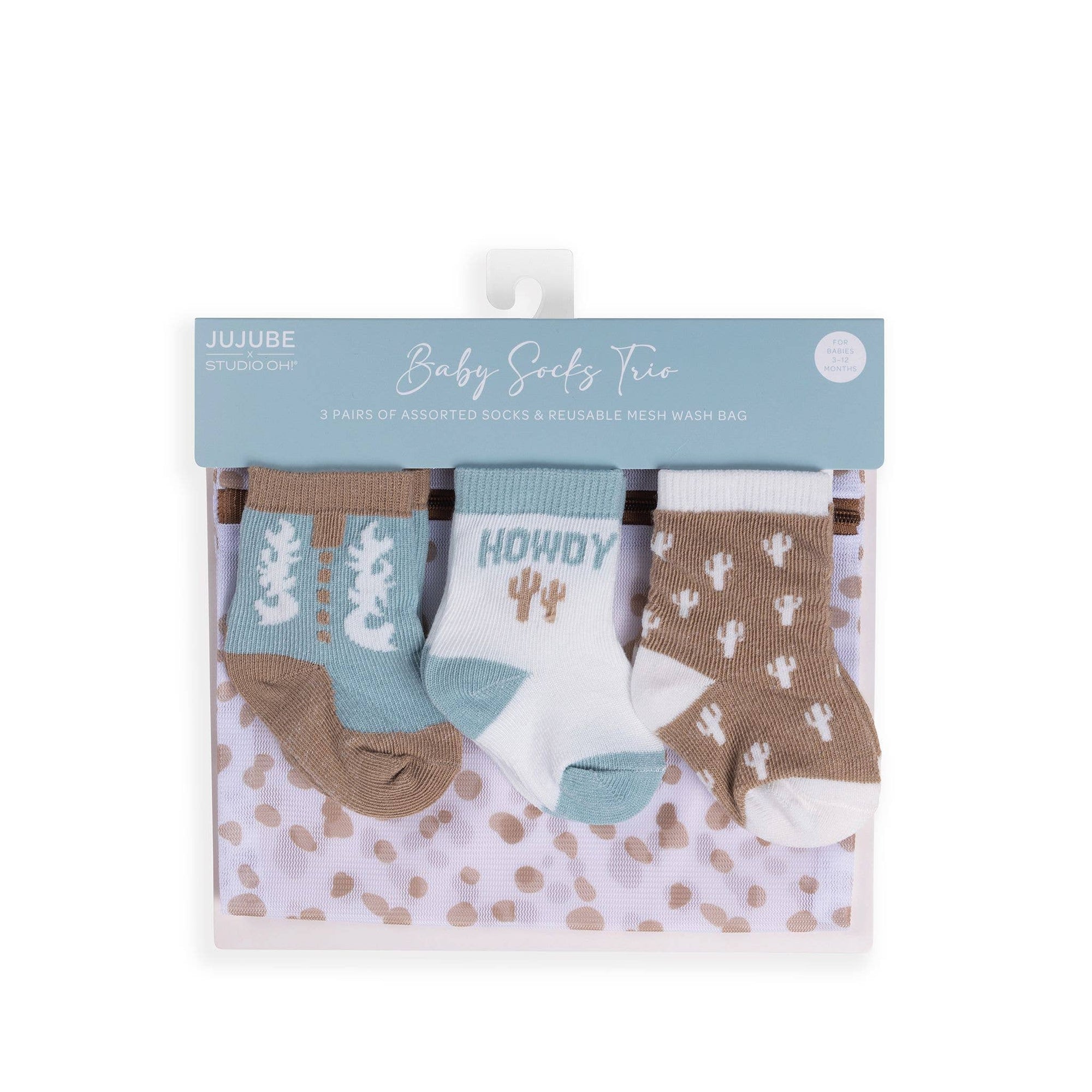 Howdy Partner Blue Baby Socks, Set of 3