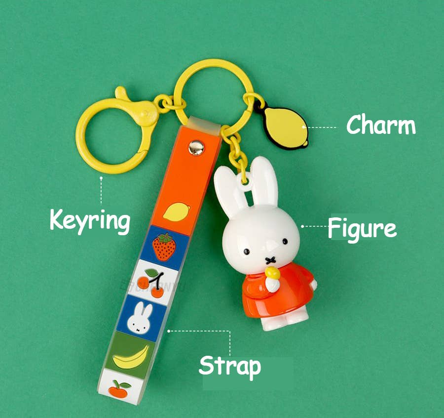Miffy Figure Keyring & Charm – Pastel & Fruits