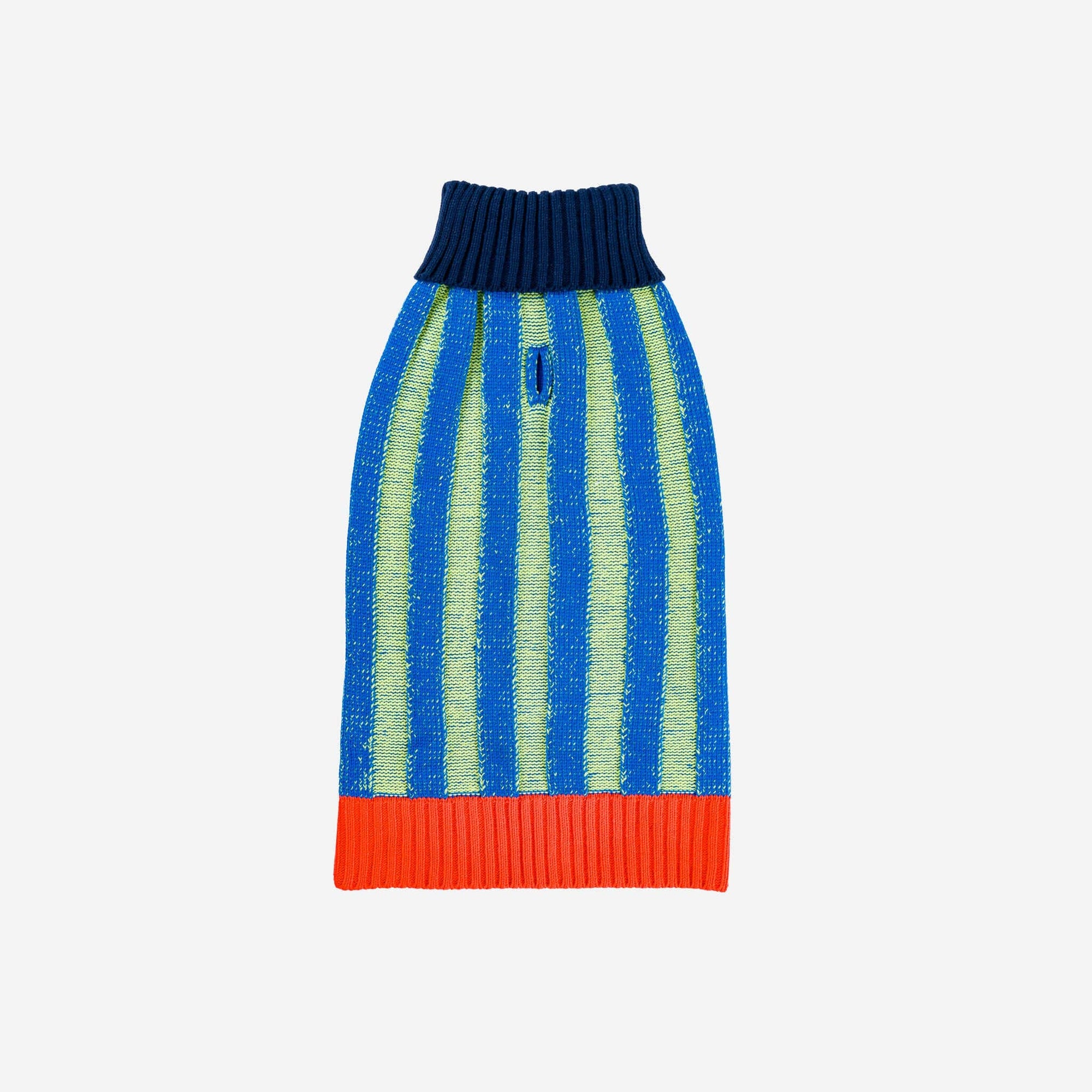 Striped Dog Sweater, Lime Cobalt / M