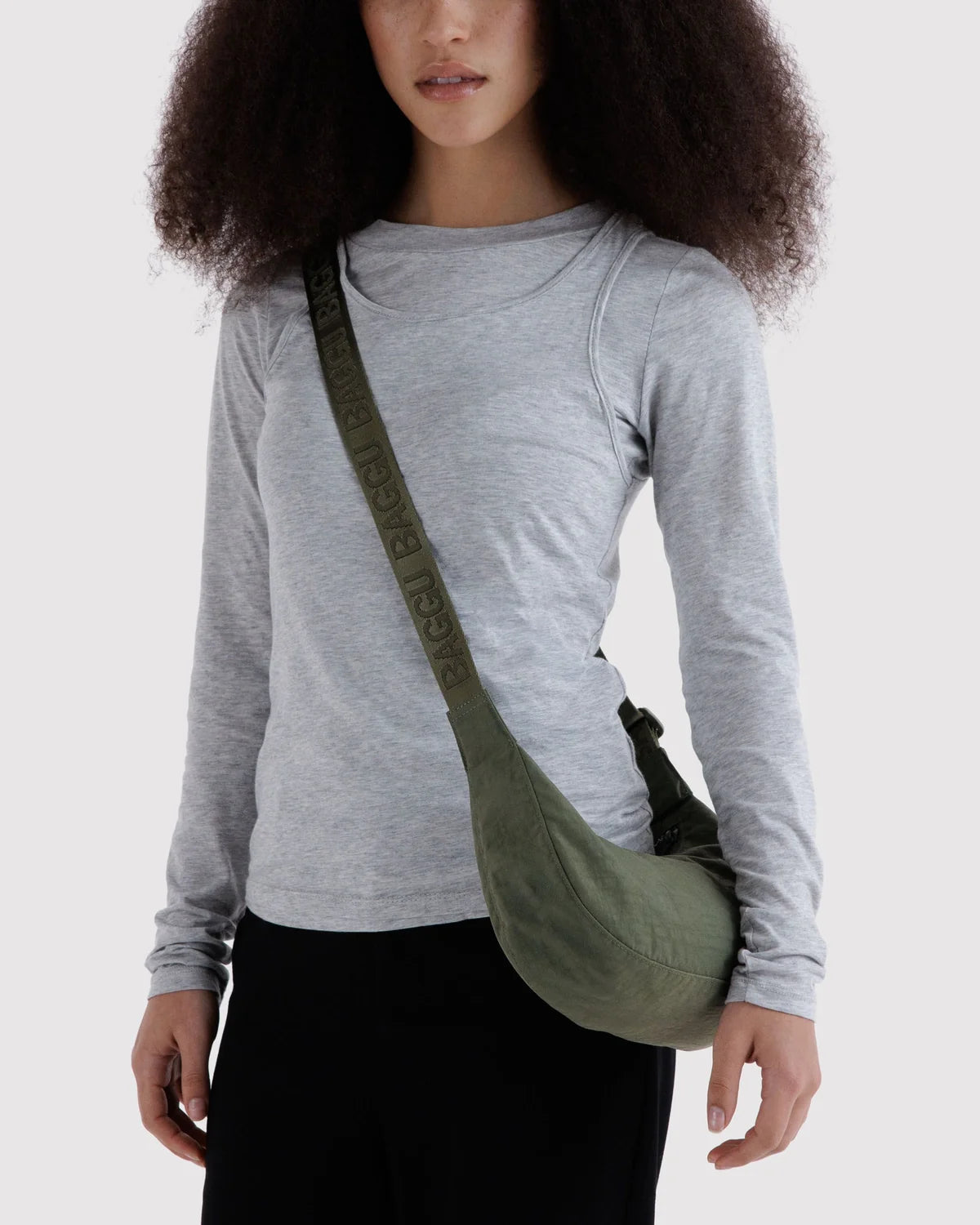 Small Nylon Crescent Bag, Caper