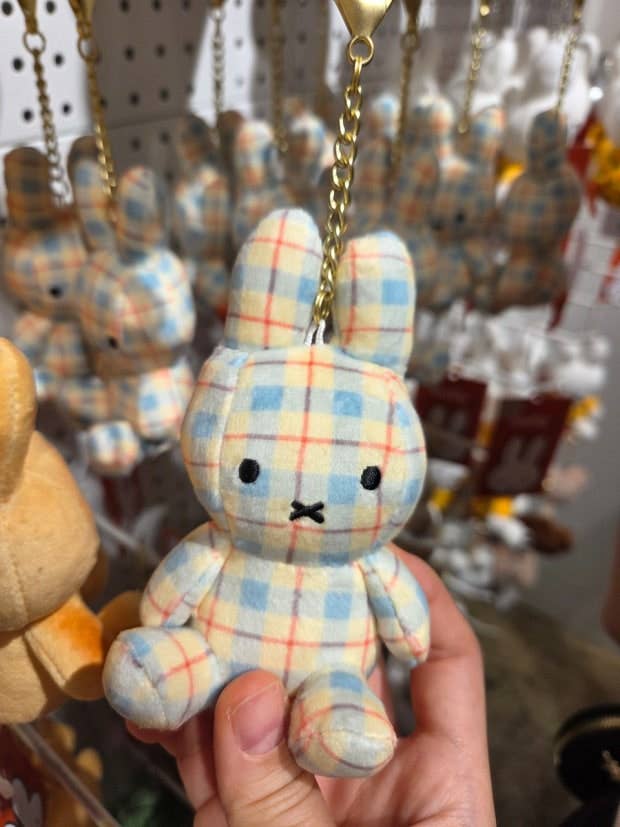 Miffy Keychain, Pink Plaid