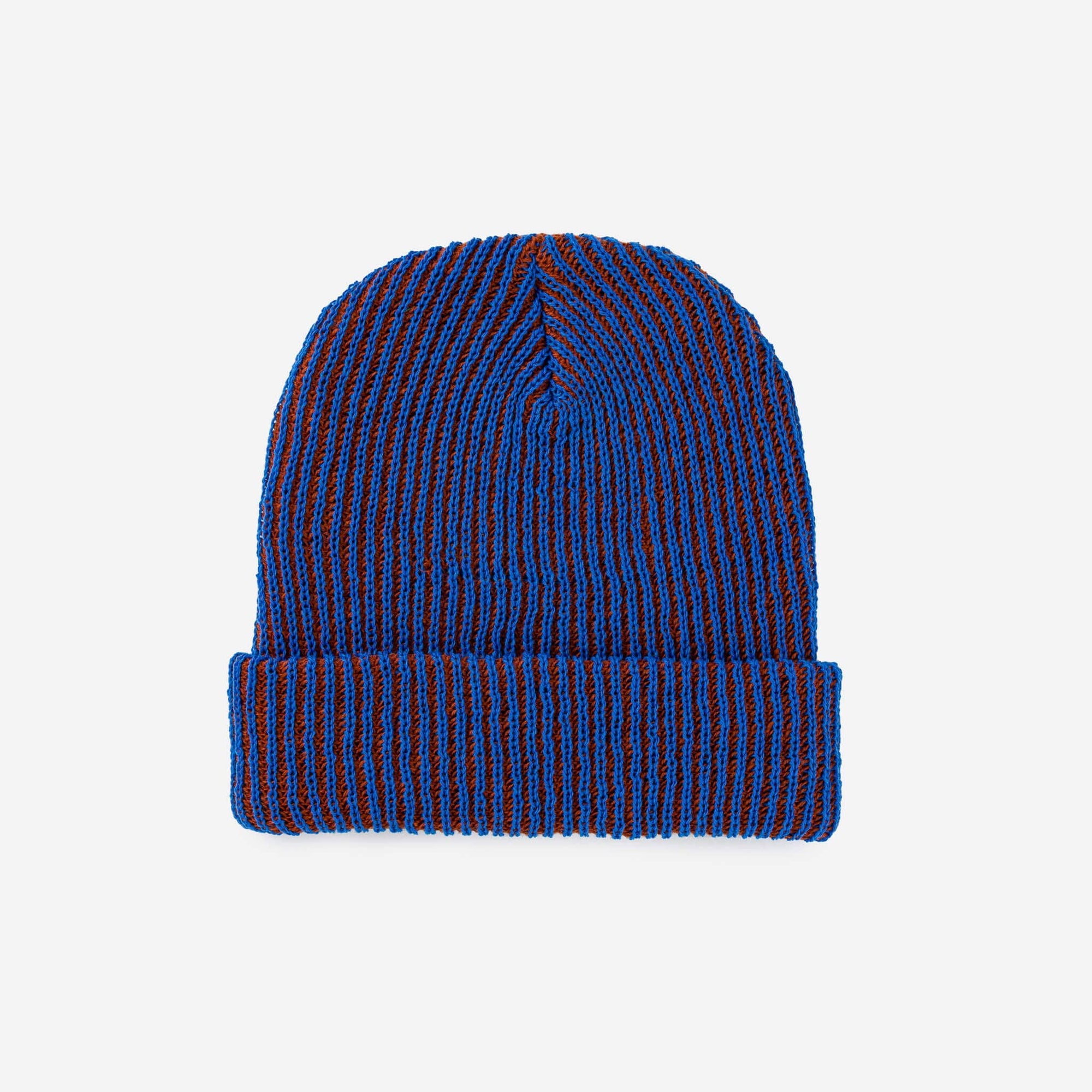 Simple Rib Beanie, Cobalt Rust