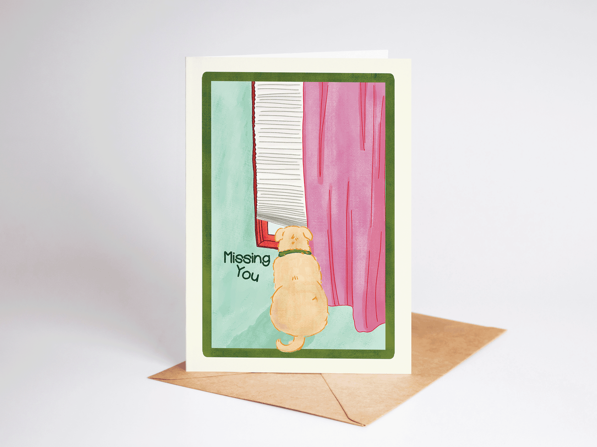 Missing You Dog Friendship Romance Love Greeting Card