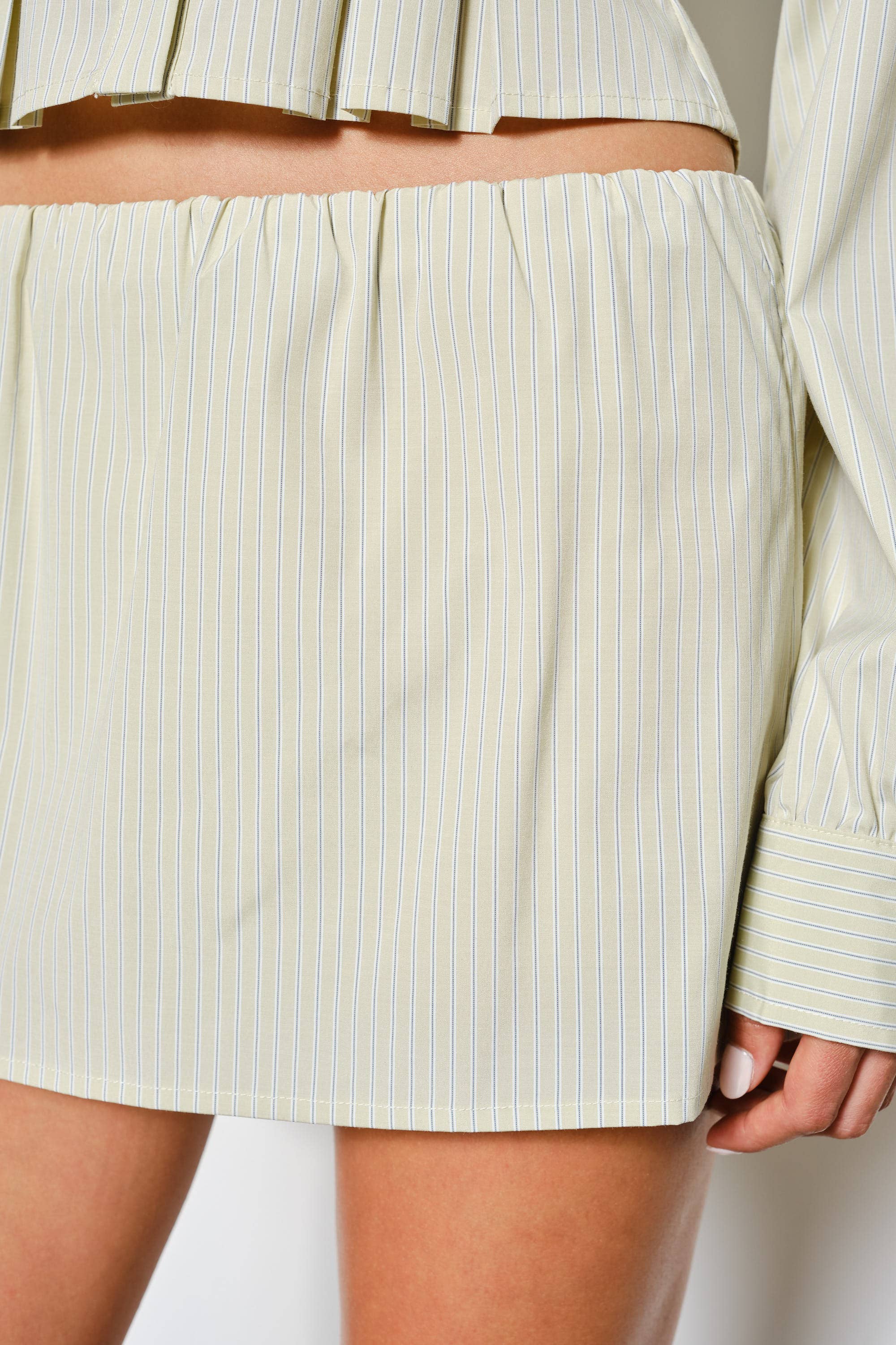 Pinstripe Mini Skirt, Light Green