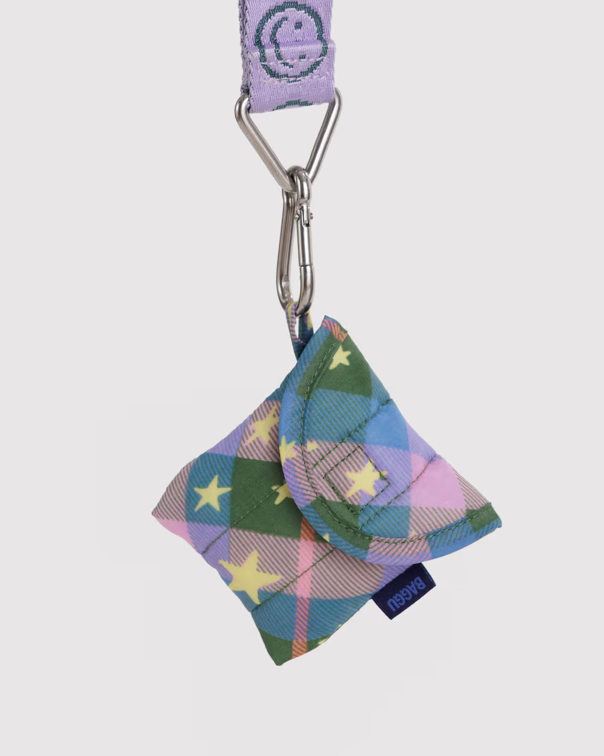 Puffy Earbuds Case, Green Star Plaid