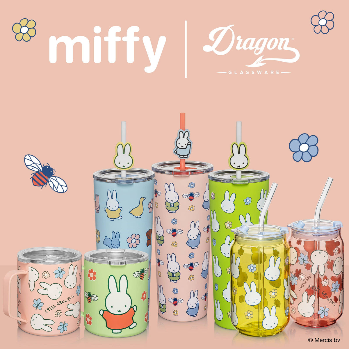 Miffy Spring Drinking Glass with Straw