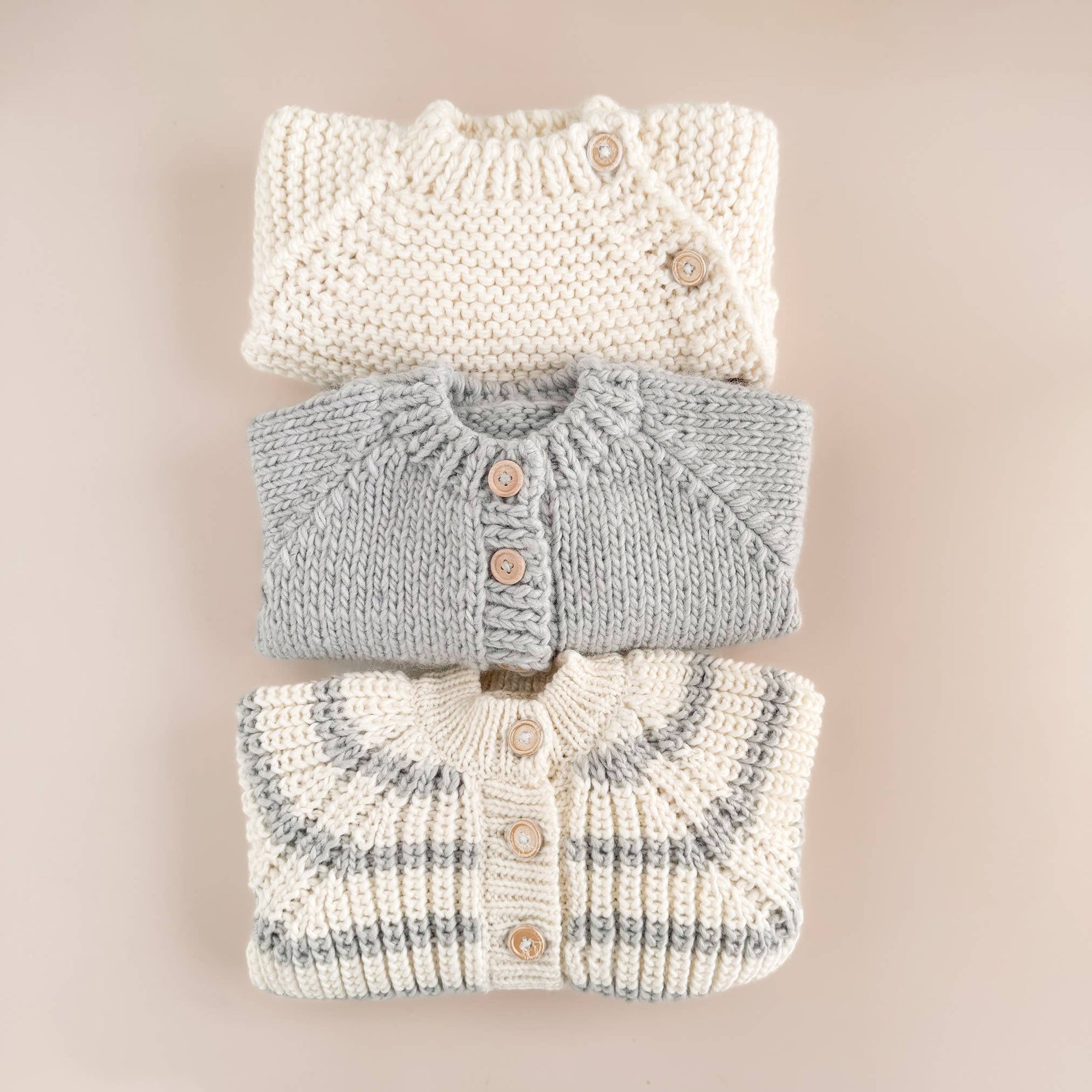 Baby Rib Knit Stripe Cardigan, Bowie Grey