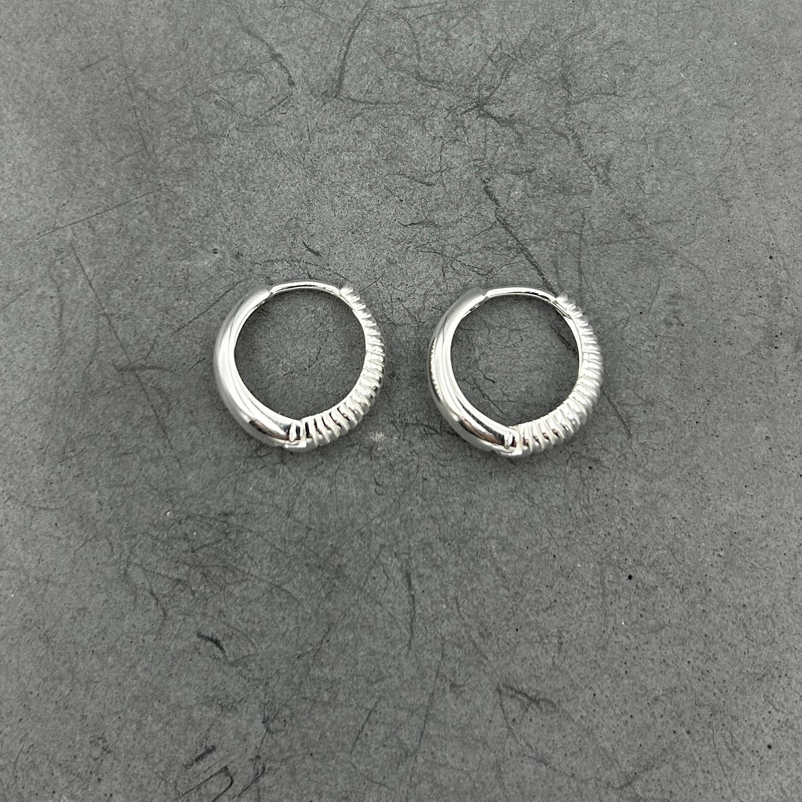 Reversible Polished & Textured Hoops, Sterling Silver