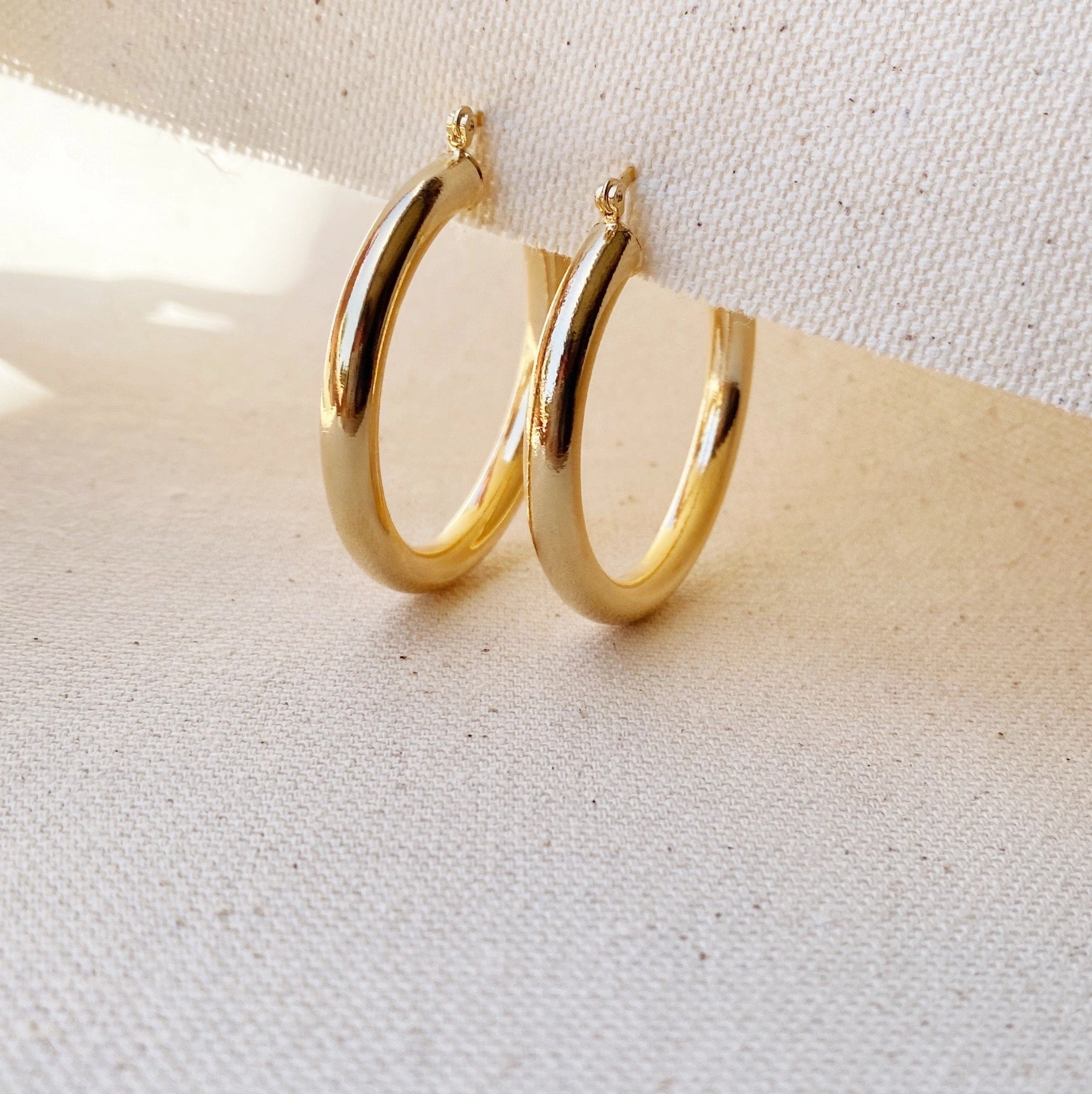 Selena Hoop Earrings, 18k Gold Filled